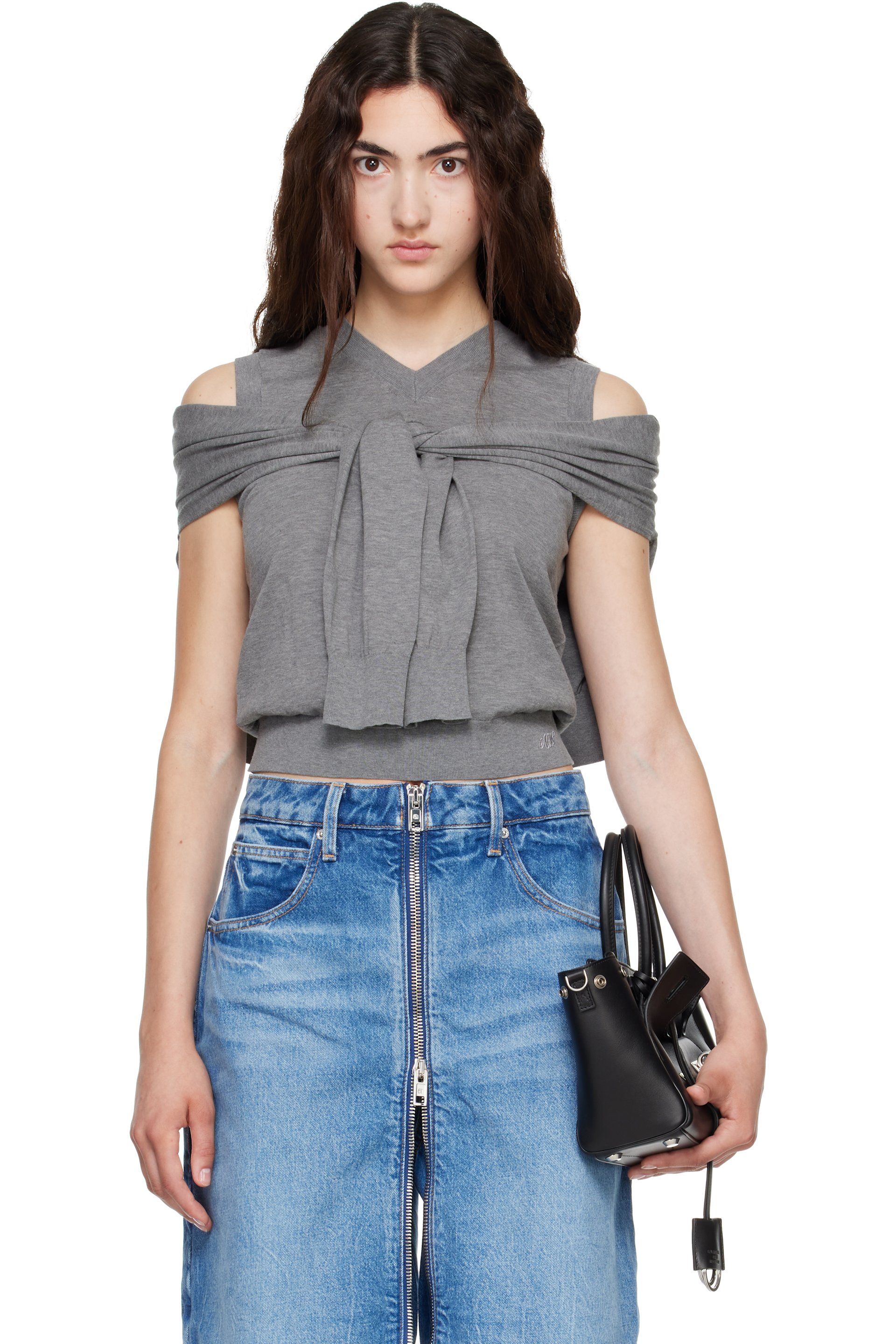 Alexander Wang - Gray Wrapped Cardigan Vest