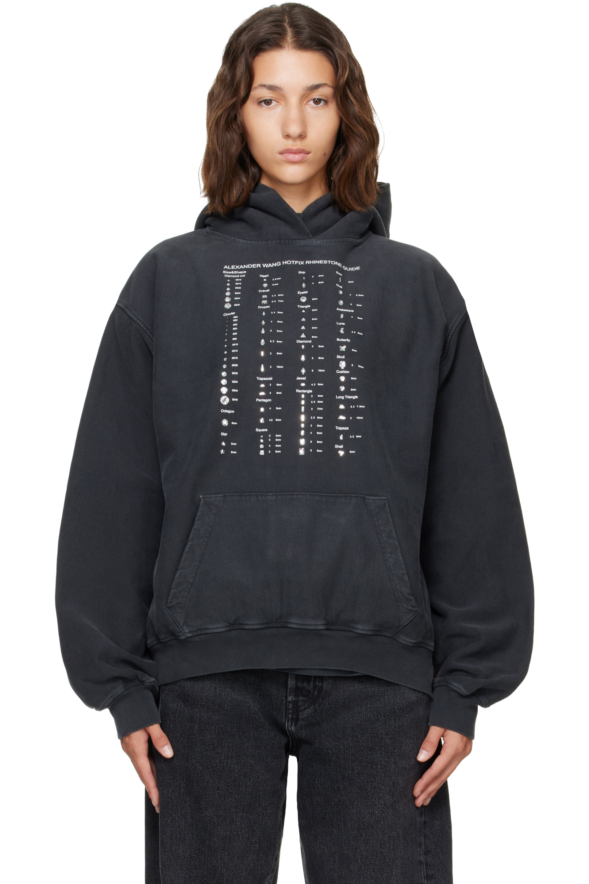 Alexander Wang - Black Crystal Hotfix Graphic Hoodie