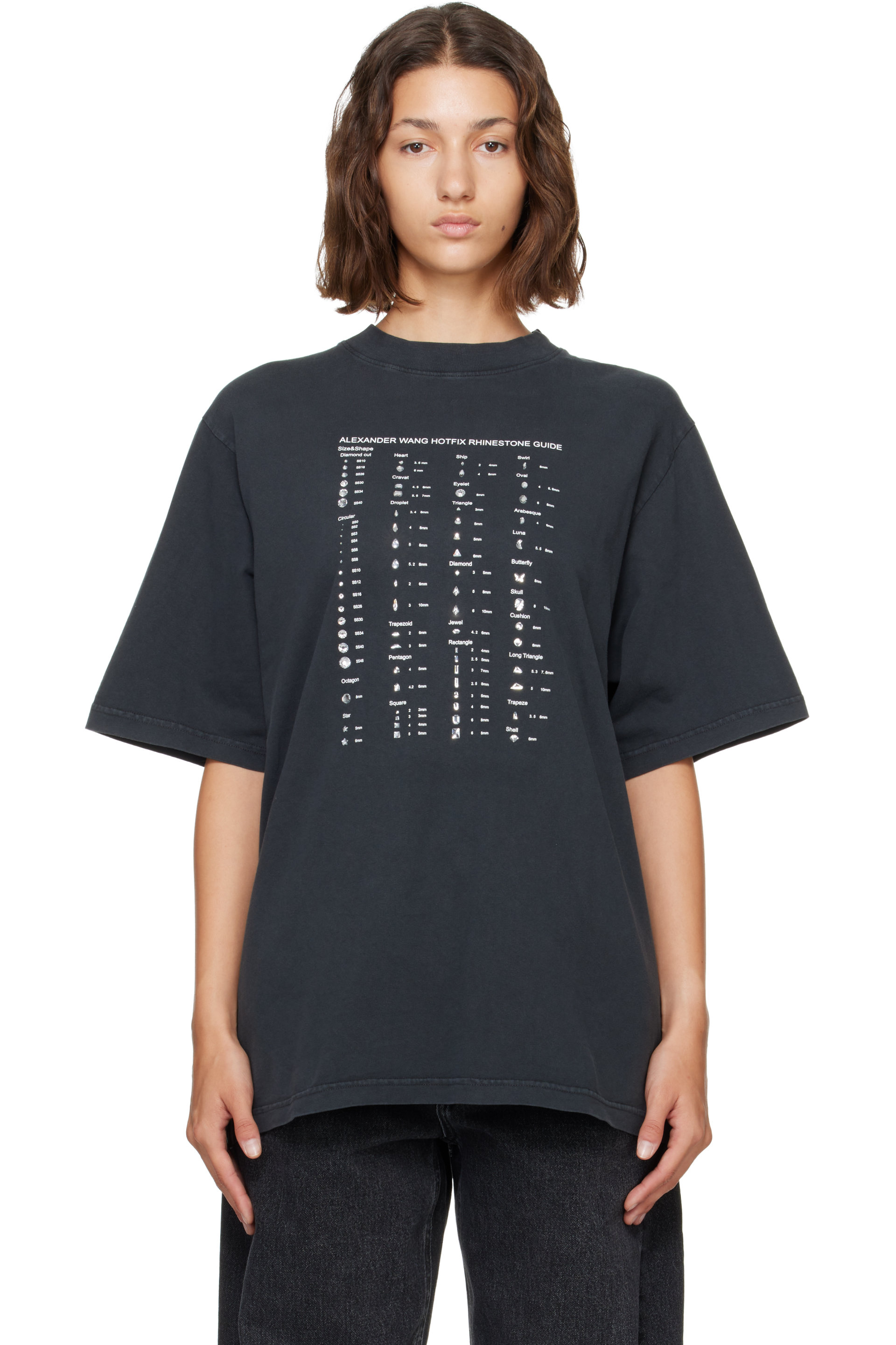 Alexander Wang - T-shirt graphique noir à pierres du Rhin thermocollées