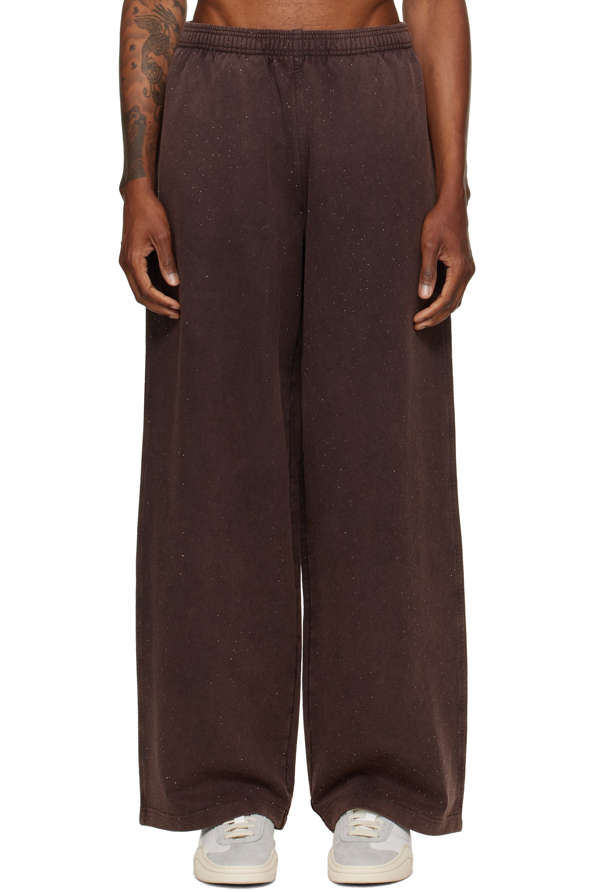 Alexander Wang - Brown Crystal Hotfix Oversized Sweatpants