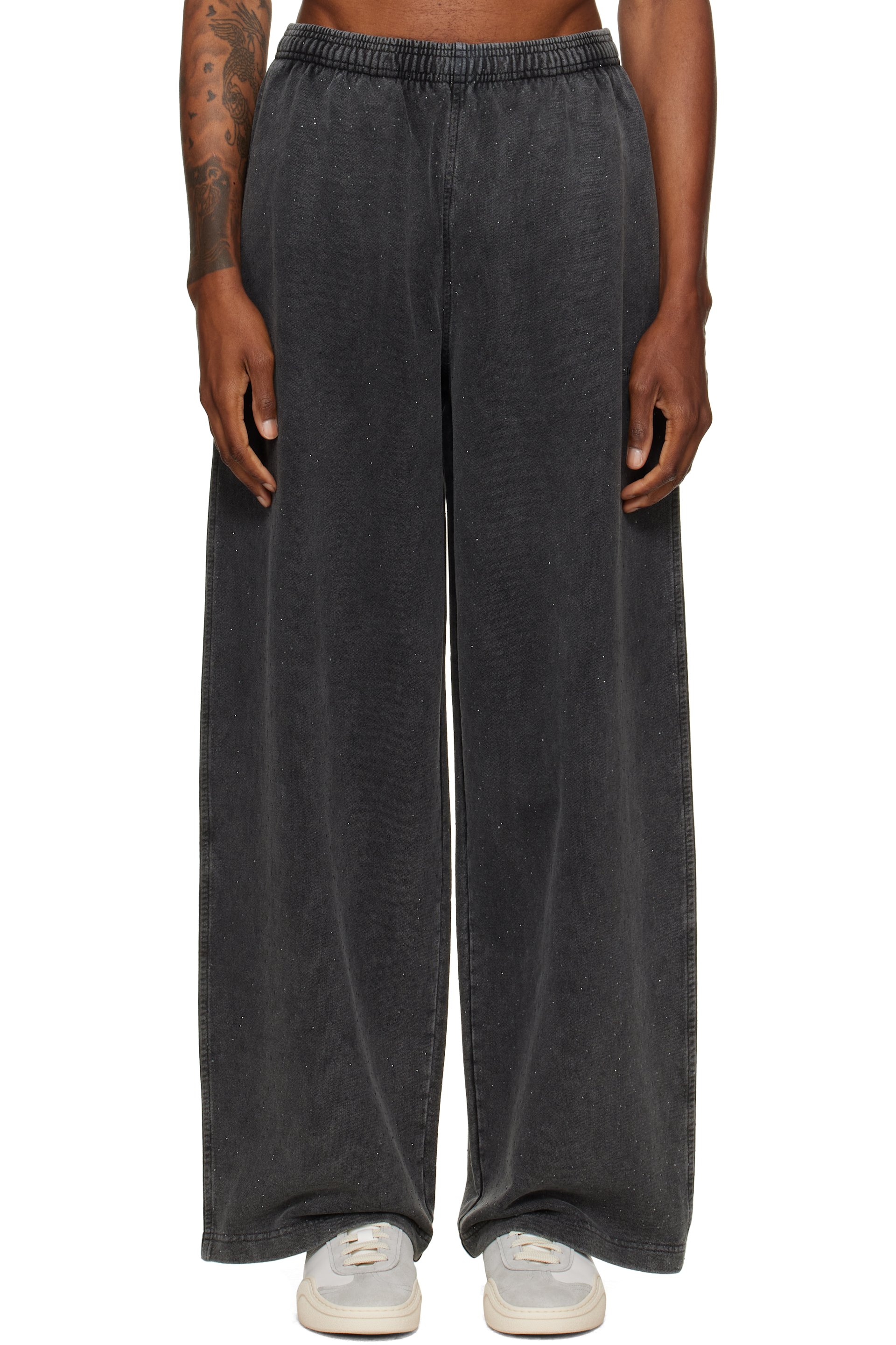 Alexander Wang - Gray Crystal Hotfix Oversized Sweatpants