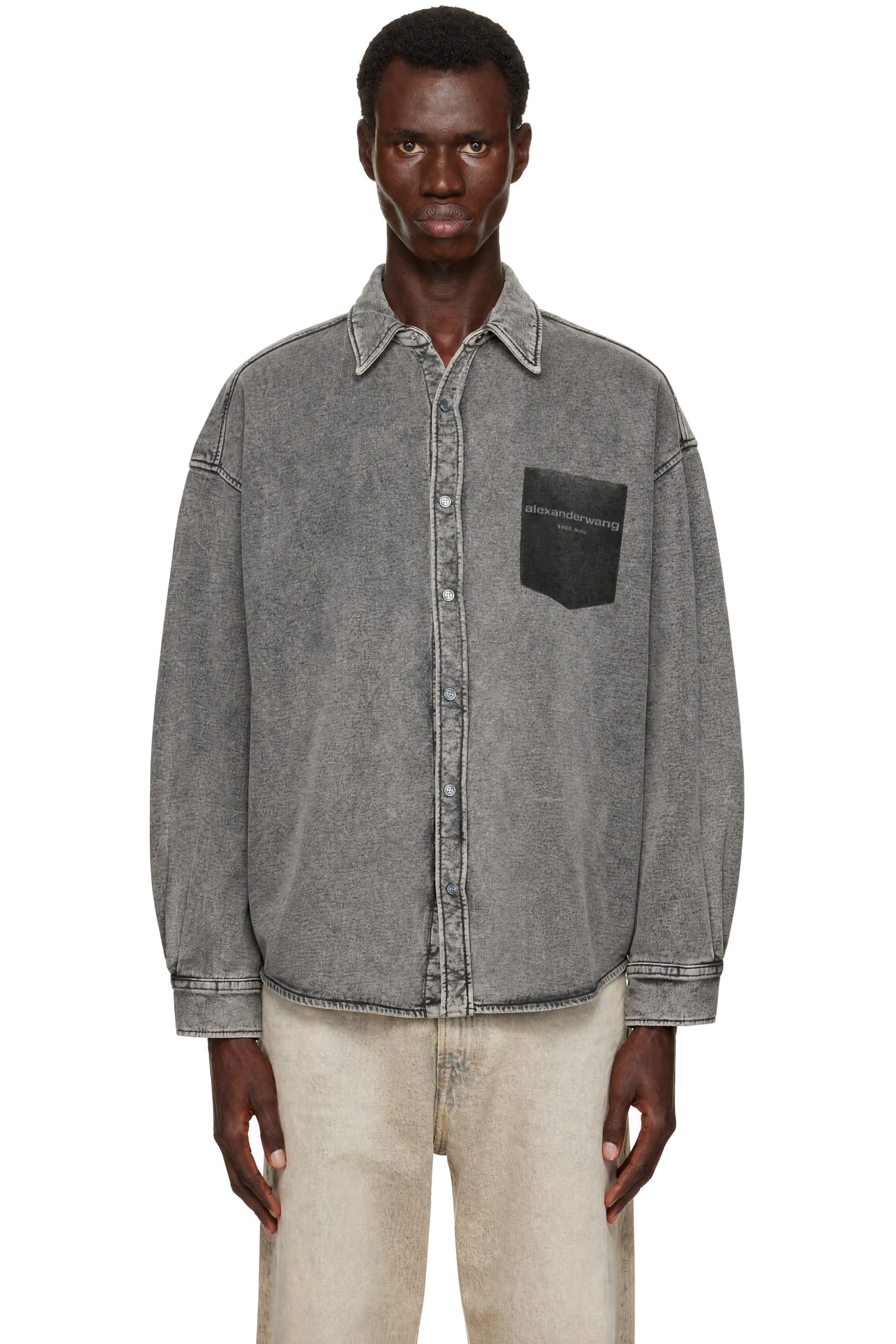 Alexander Wang - Chemise grise à boutons et à image de poche