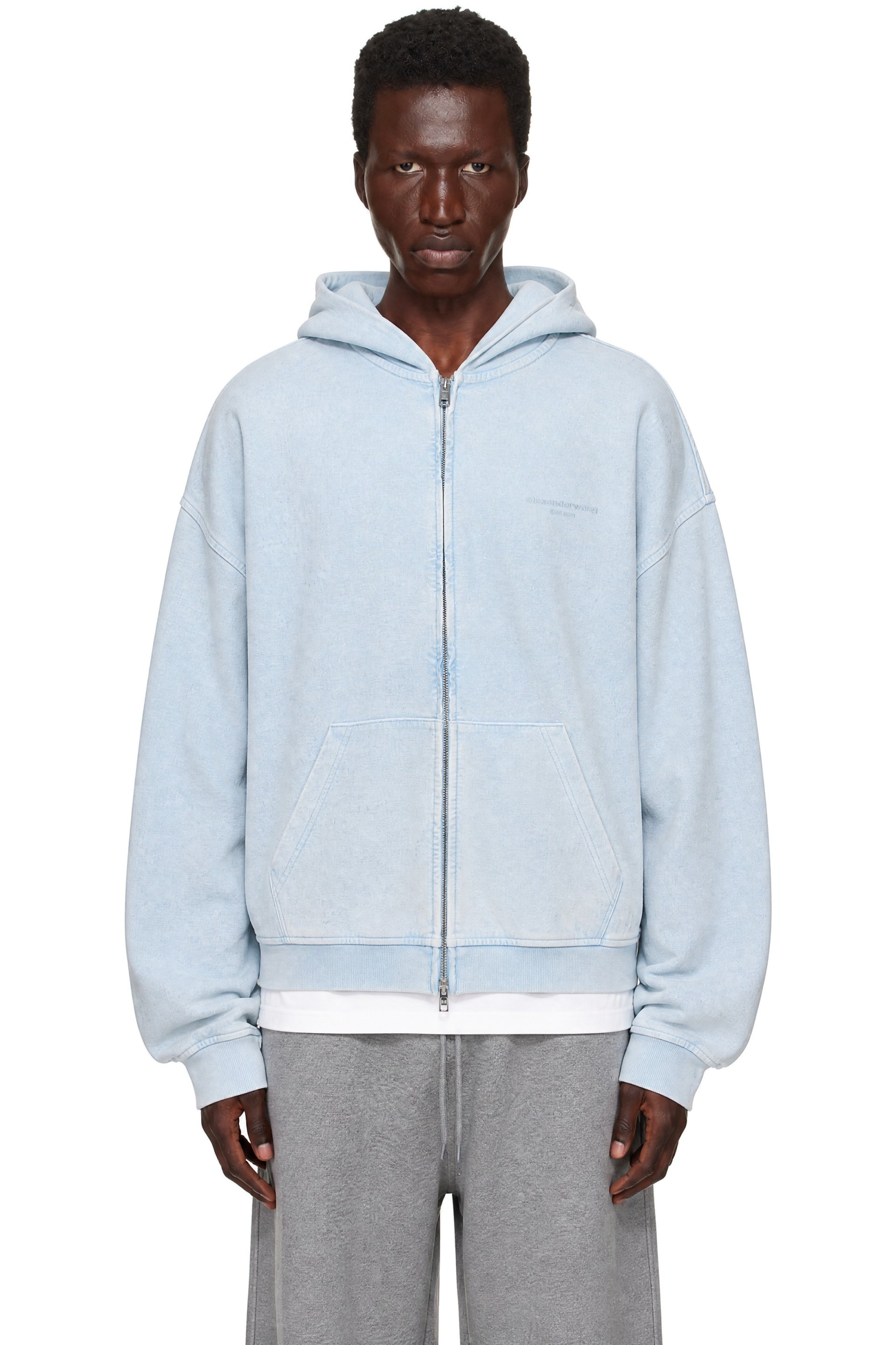 Alexander Wang - Blue Crystal Hotfix Oversized Zip-Up Hoodie
