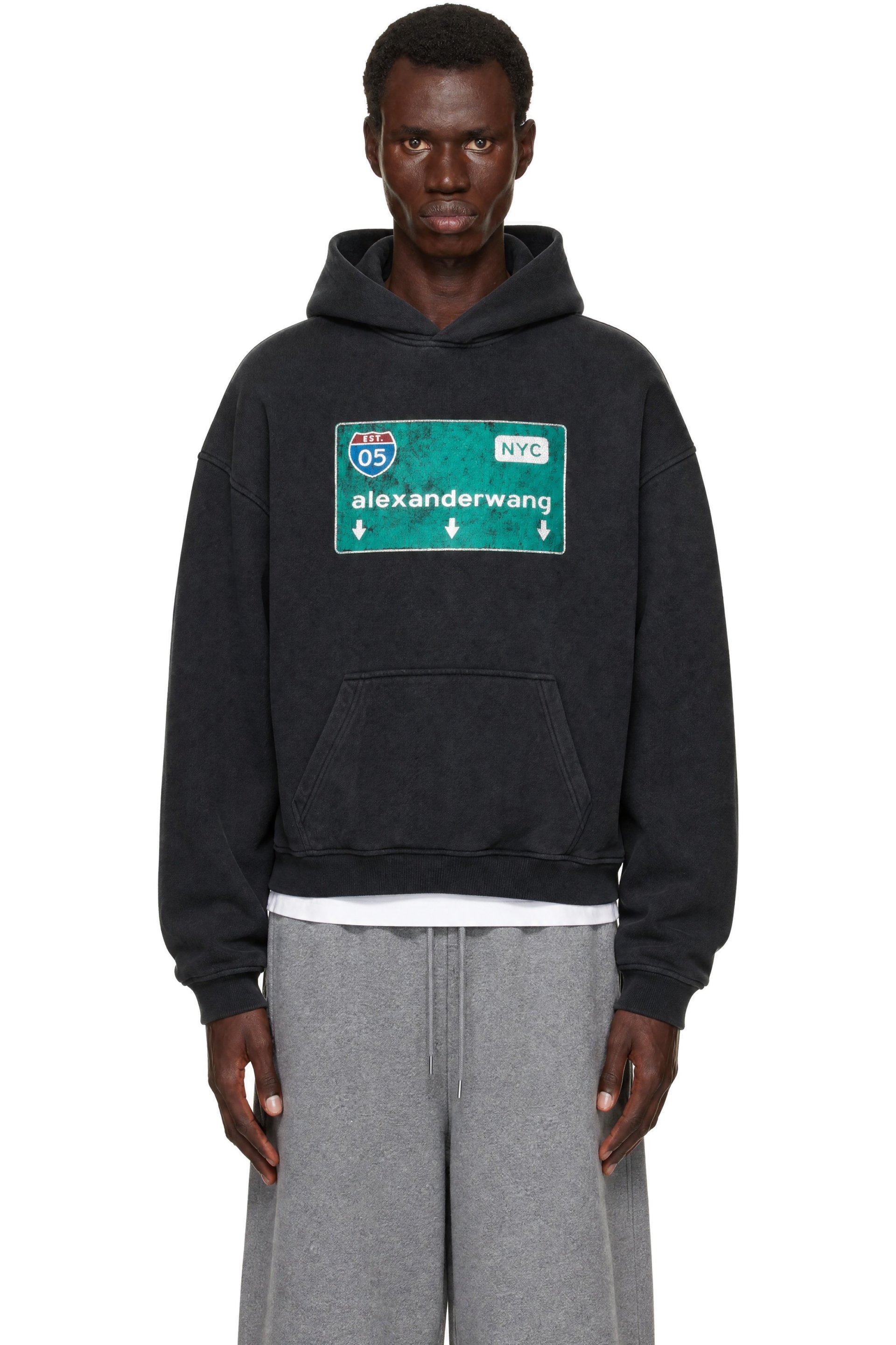 Alexander Wang - Black Street Sign Graphic Hoodie