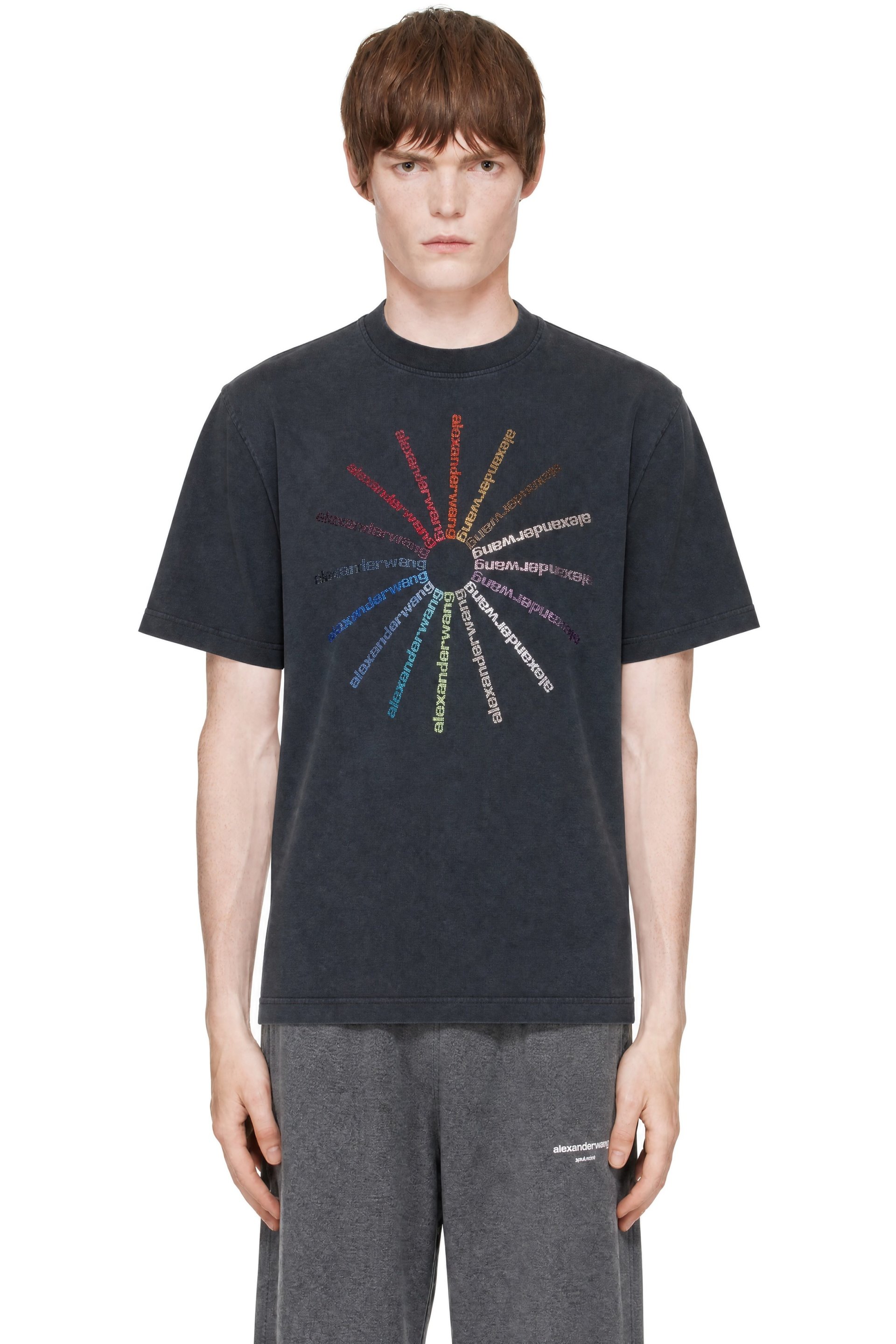 Alexander Wang - Black Crystal Hotfix Pinwheel T-shirt