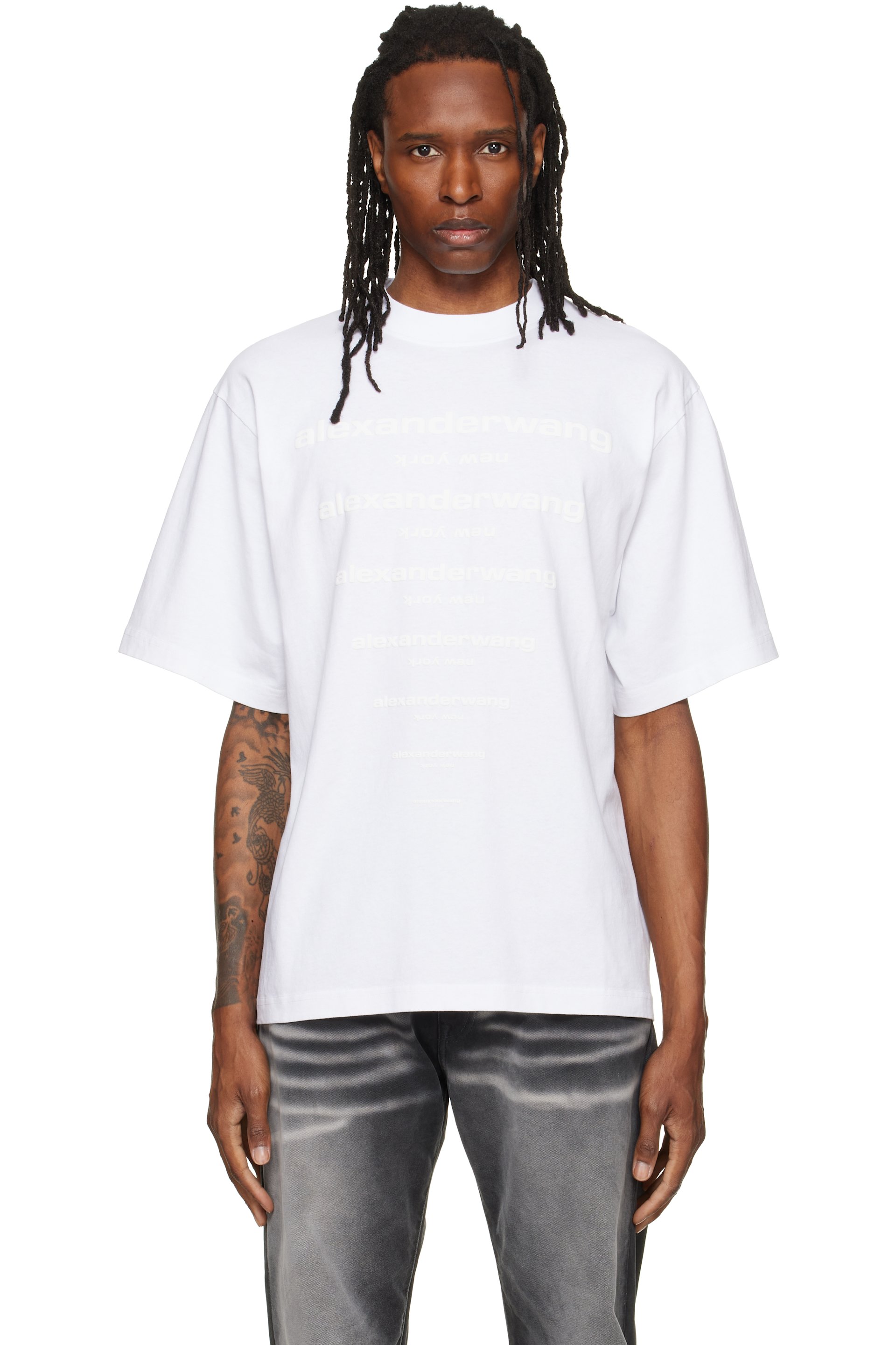 Alexander Wang - White Gradient Logo Short Sleeve T-shirt