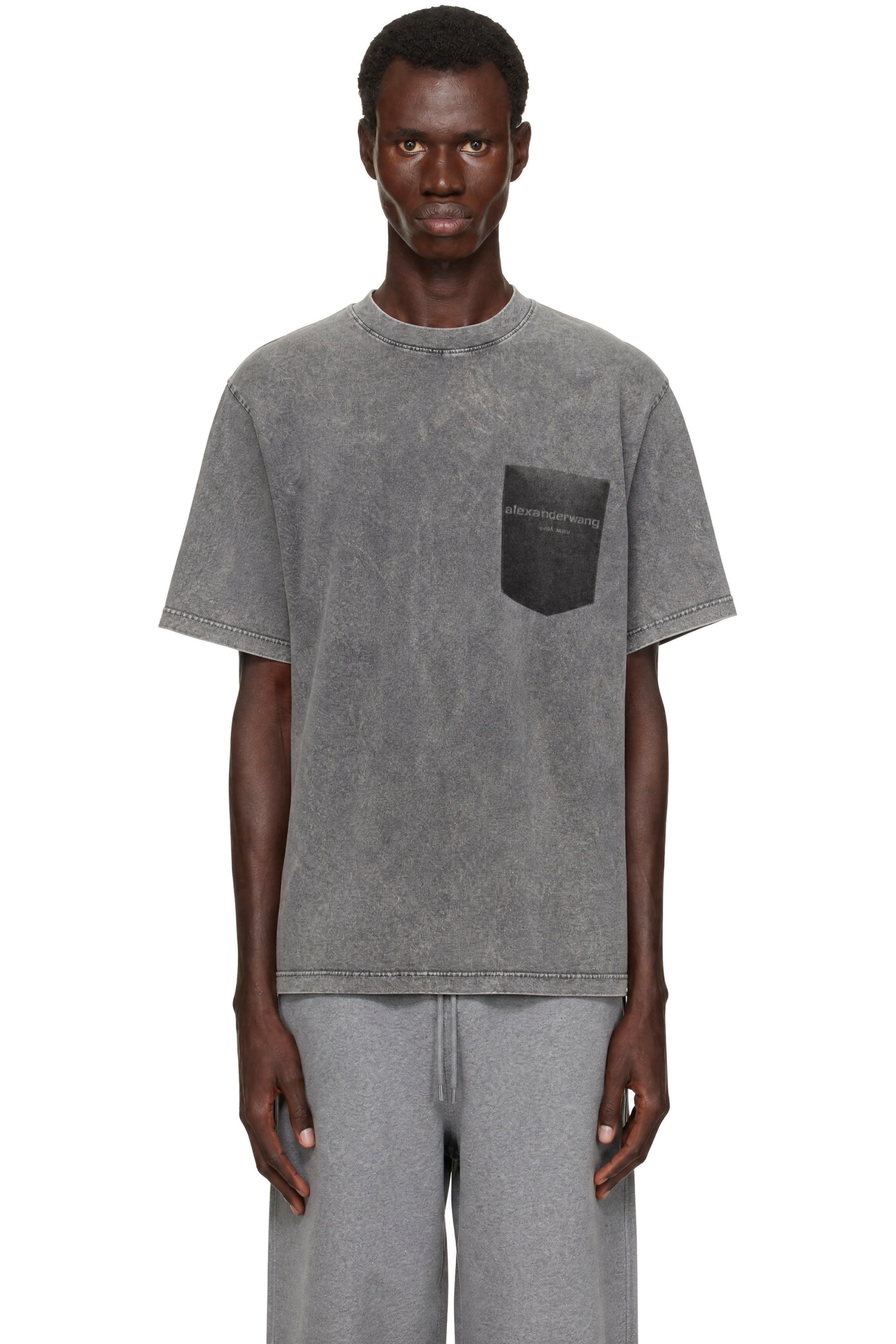 Alexander Wang - T-shirt à manches courtes gris à image de poche