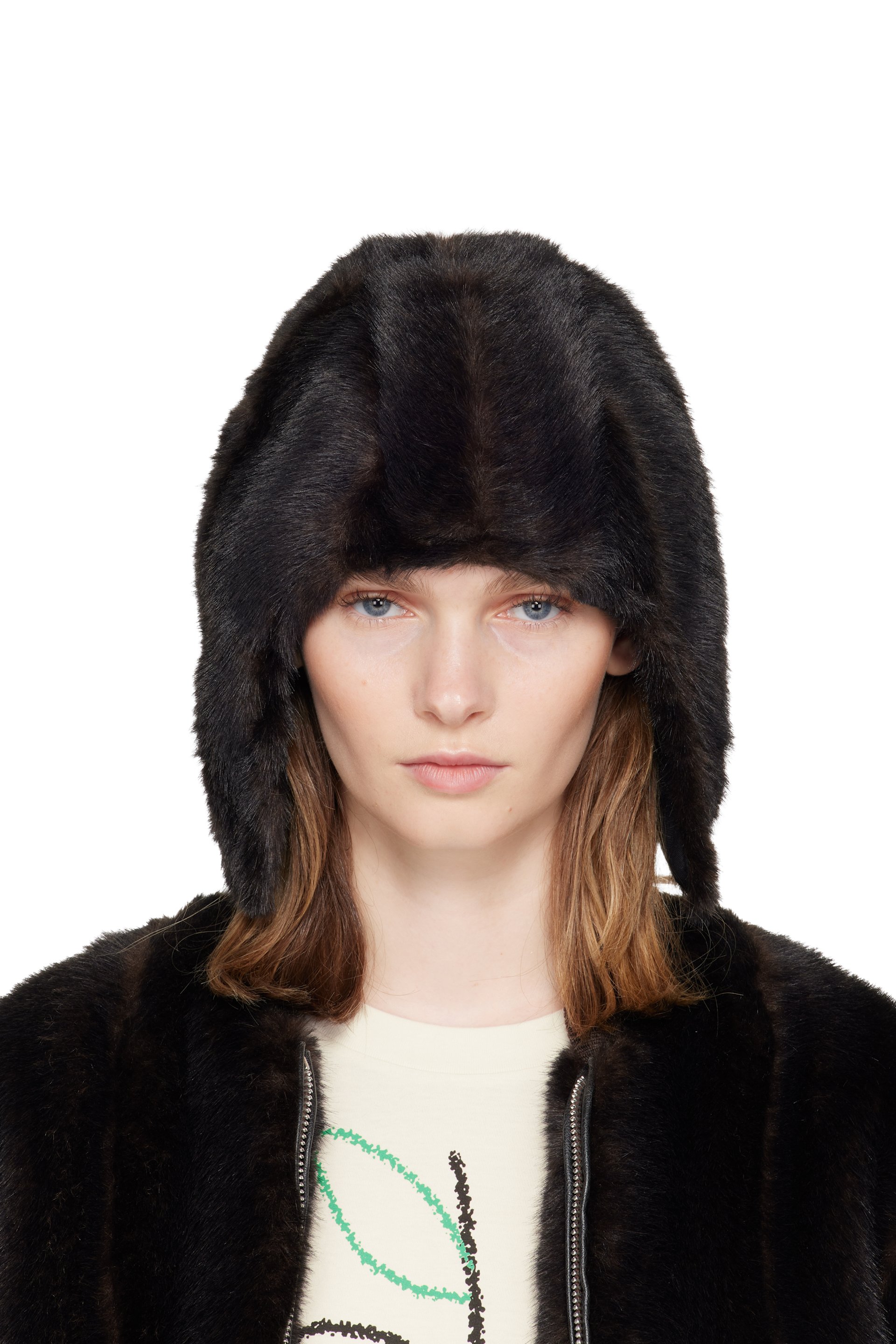 MM6 Maison Margiela - Brown Faux Fur Aviator Hat