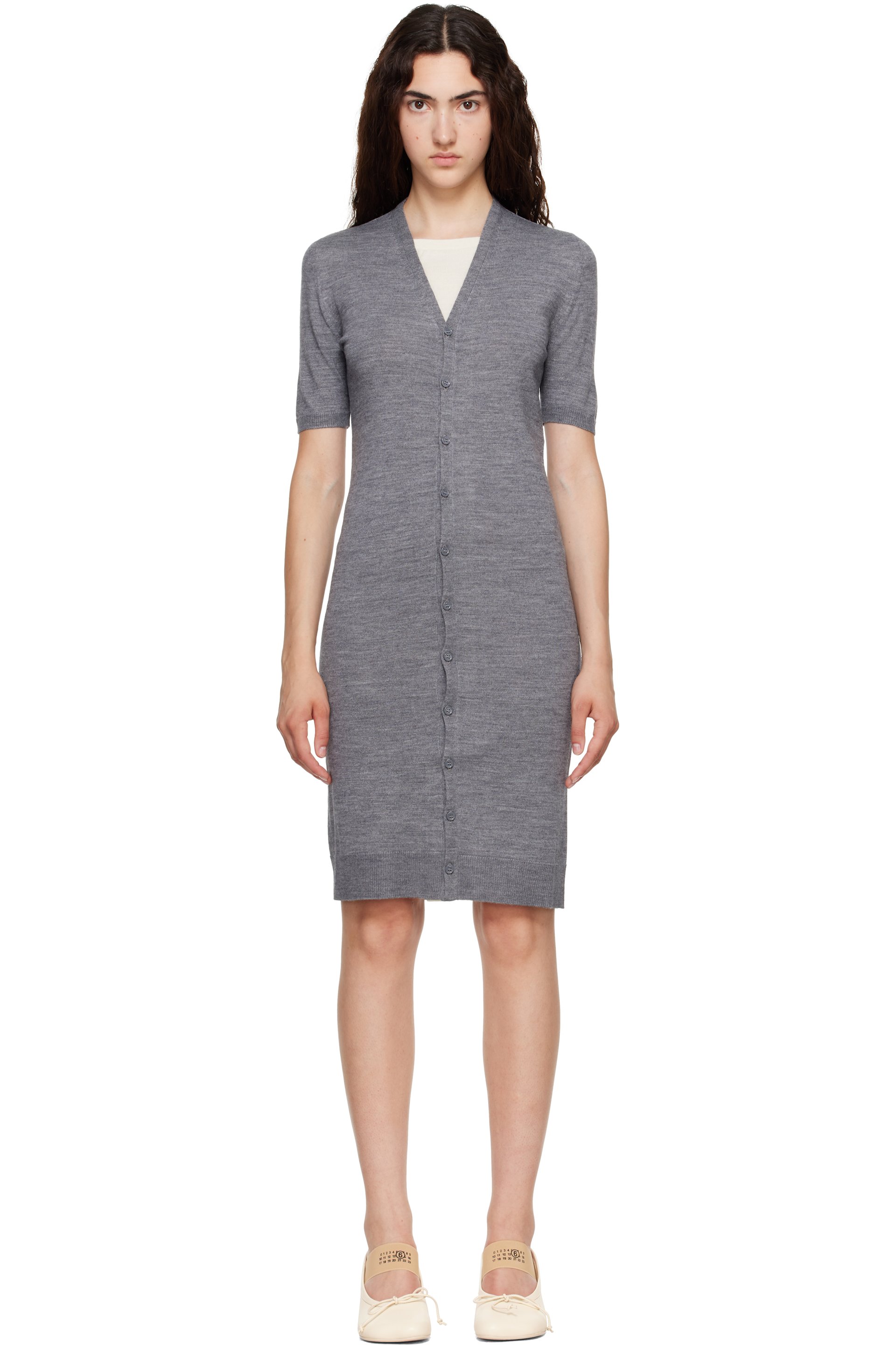 MM6 Maison Margiela - 灰色 Trompe L'Oeil Cardigan 连衣裙
