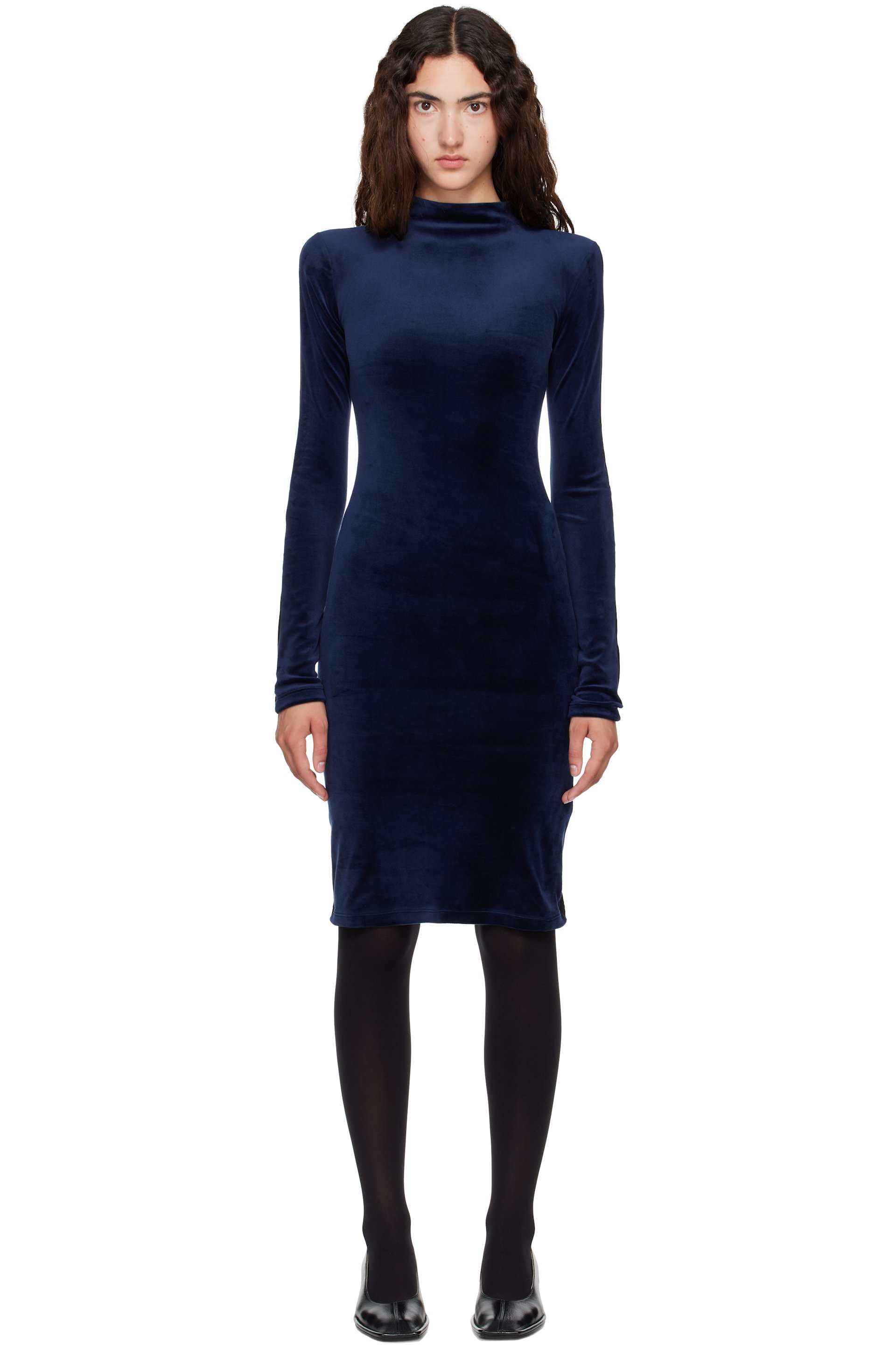 MM6 Maison Margiela - Navy & Black Long Sleeve Midi Dress