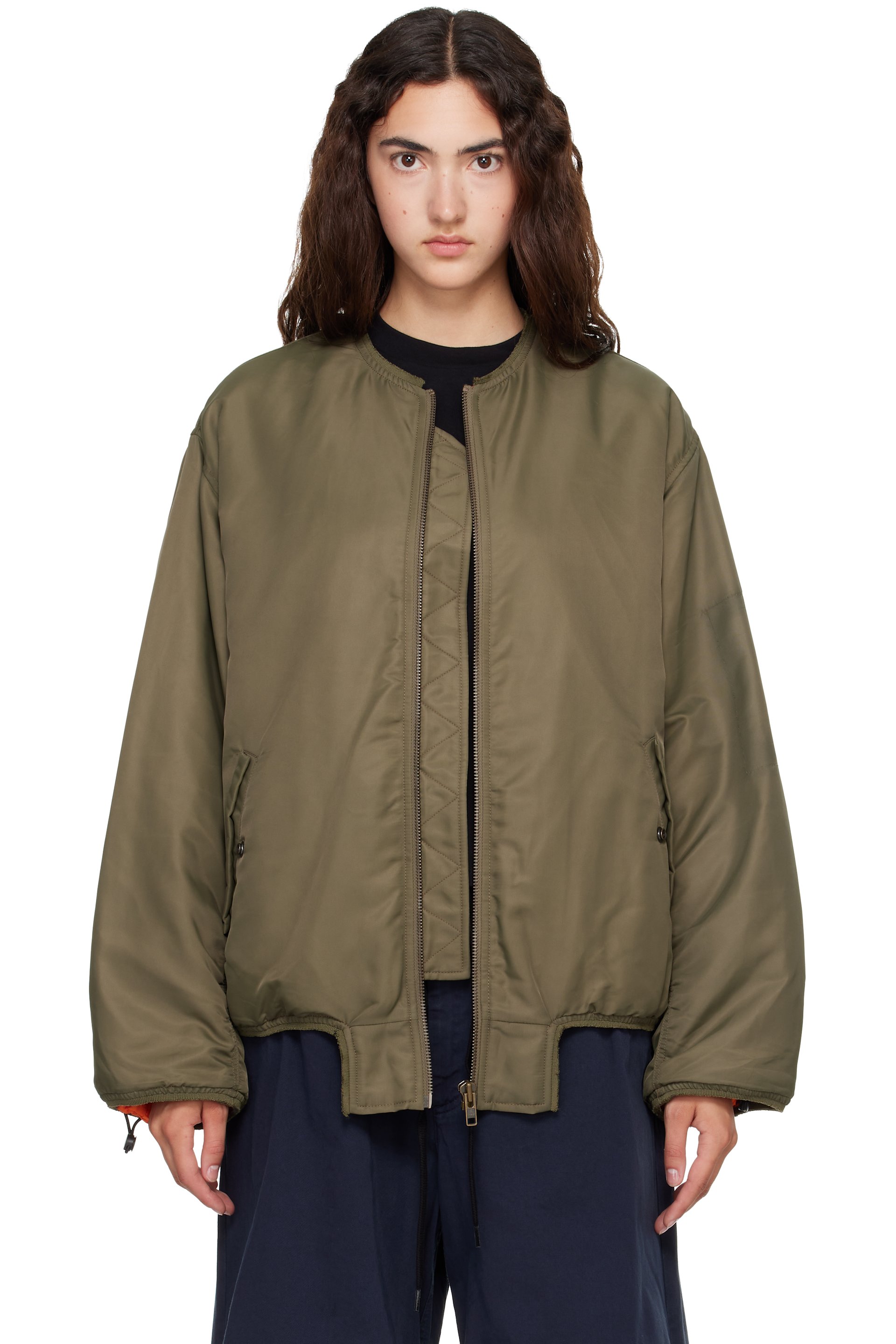 MM6 Maison Margiela - Khaki Contrast Lining Nylon Bomber Jacket