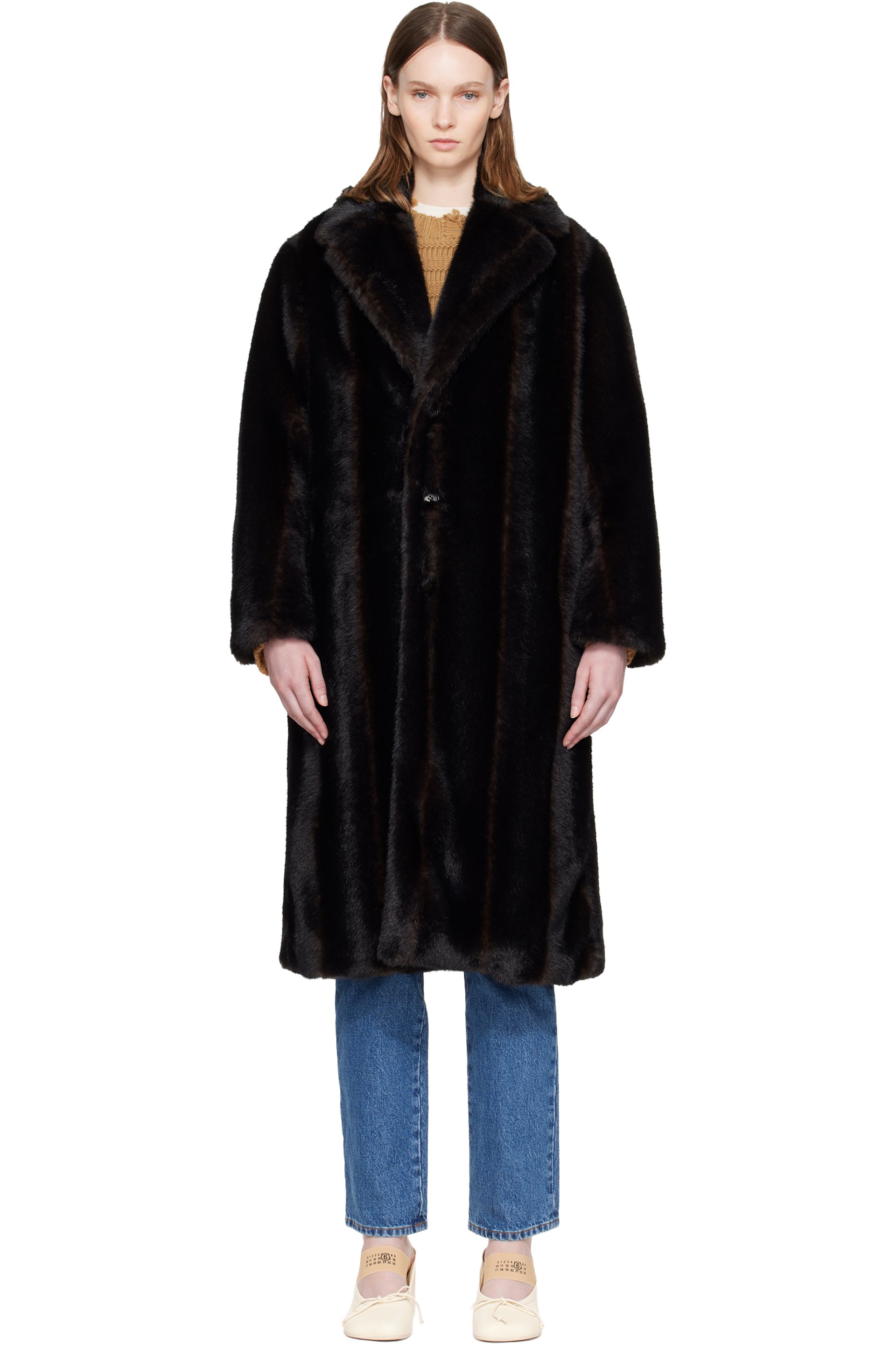 MM6 Maison Margiela - Brown Faux-Fur Coat