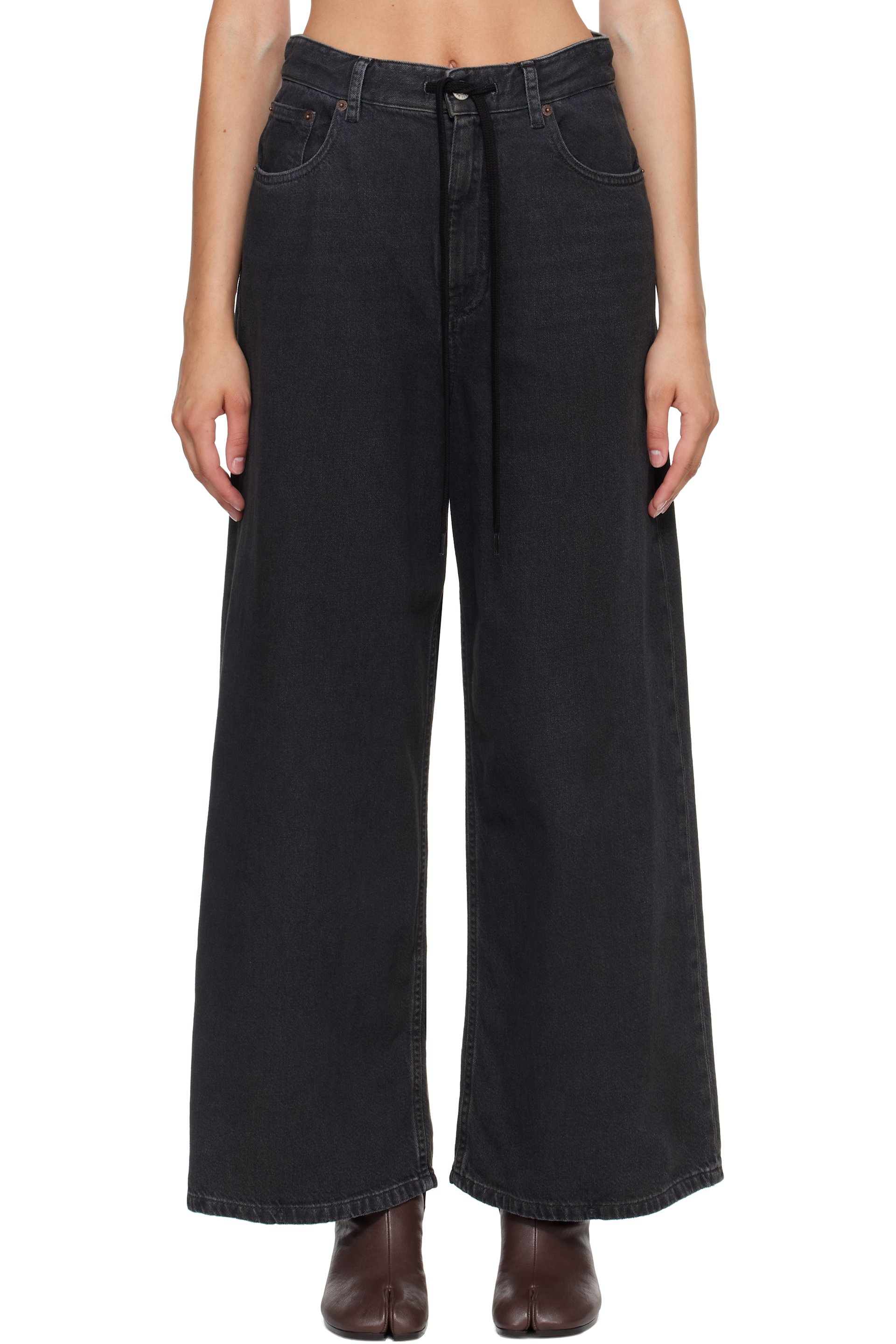 MM6 Maison Margiela - Black Drawstring Jeans
