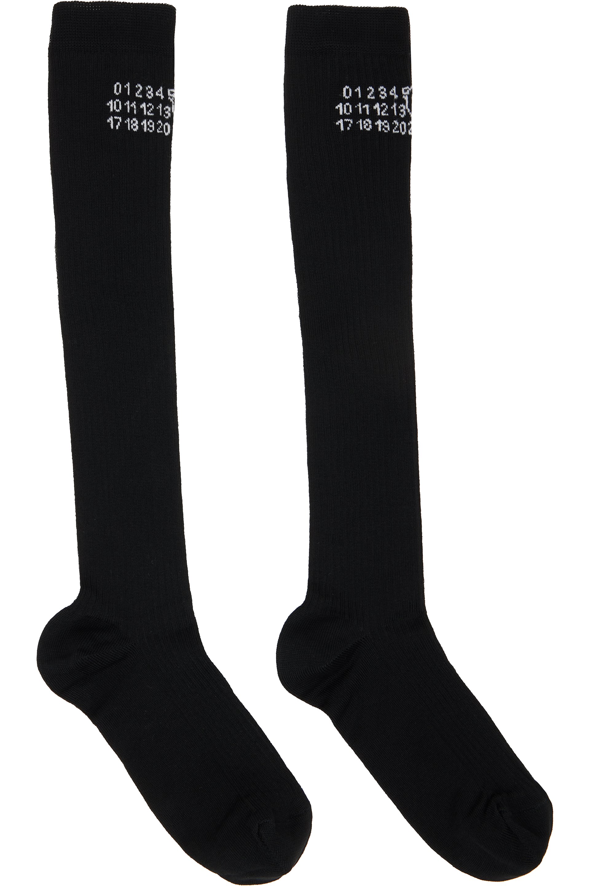 MM6 Maison Margiela - 黑色 Rib Knee-High 长筒袜