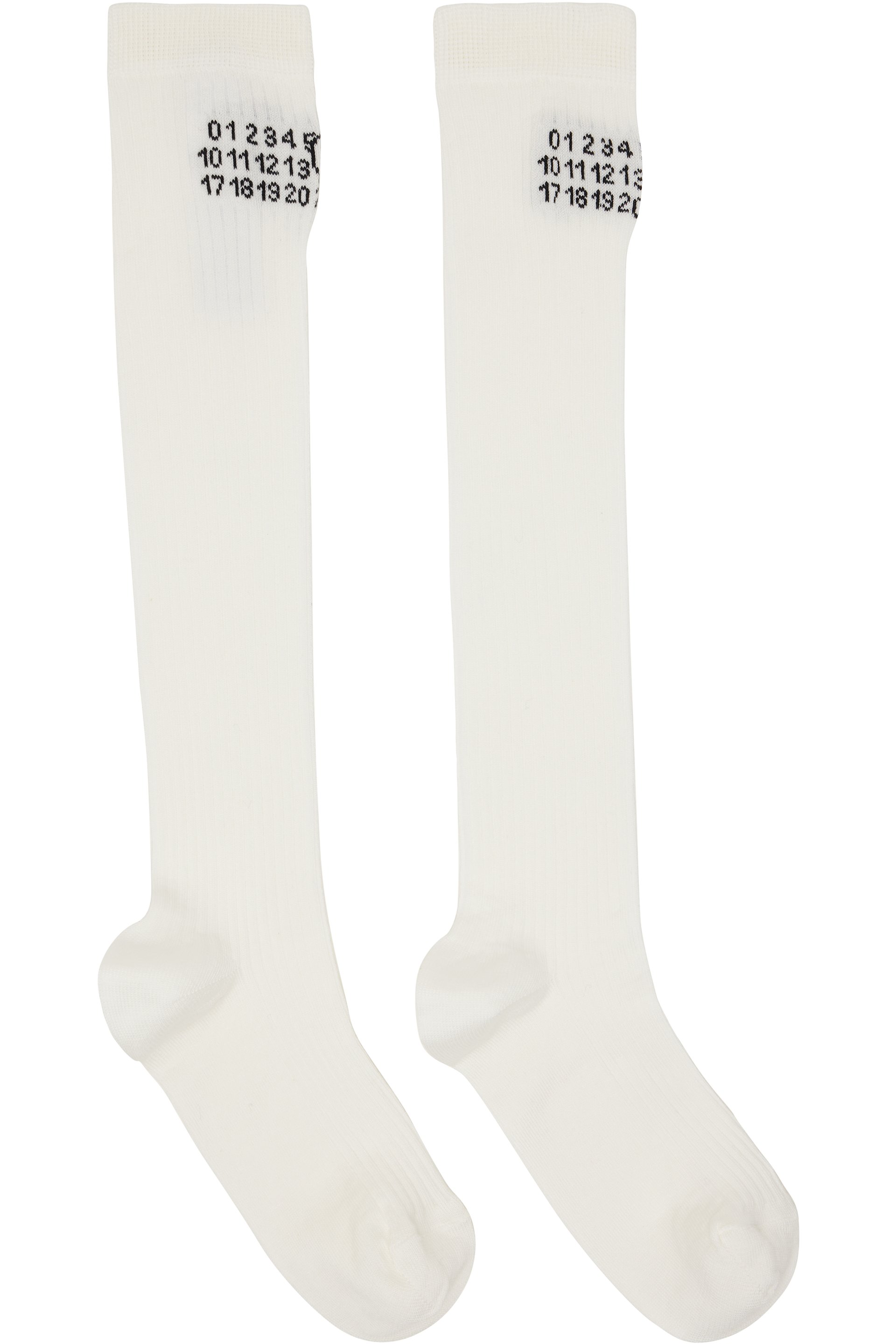 MM6 Maison Margiela - Off-White Knee-High Socks
