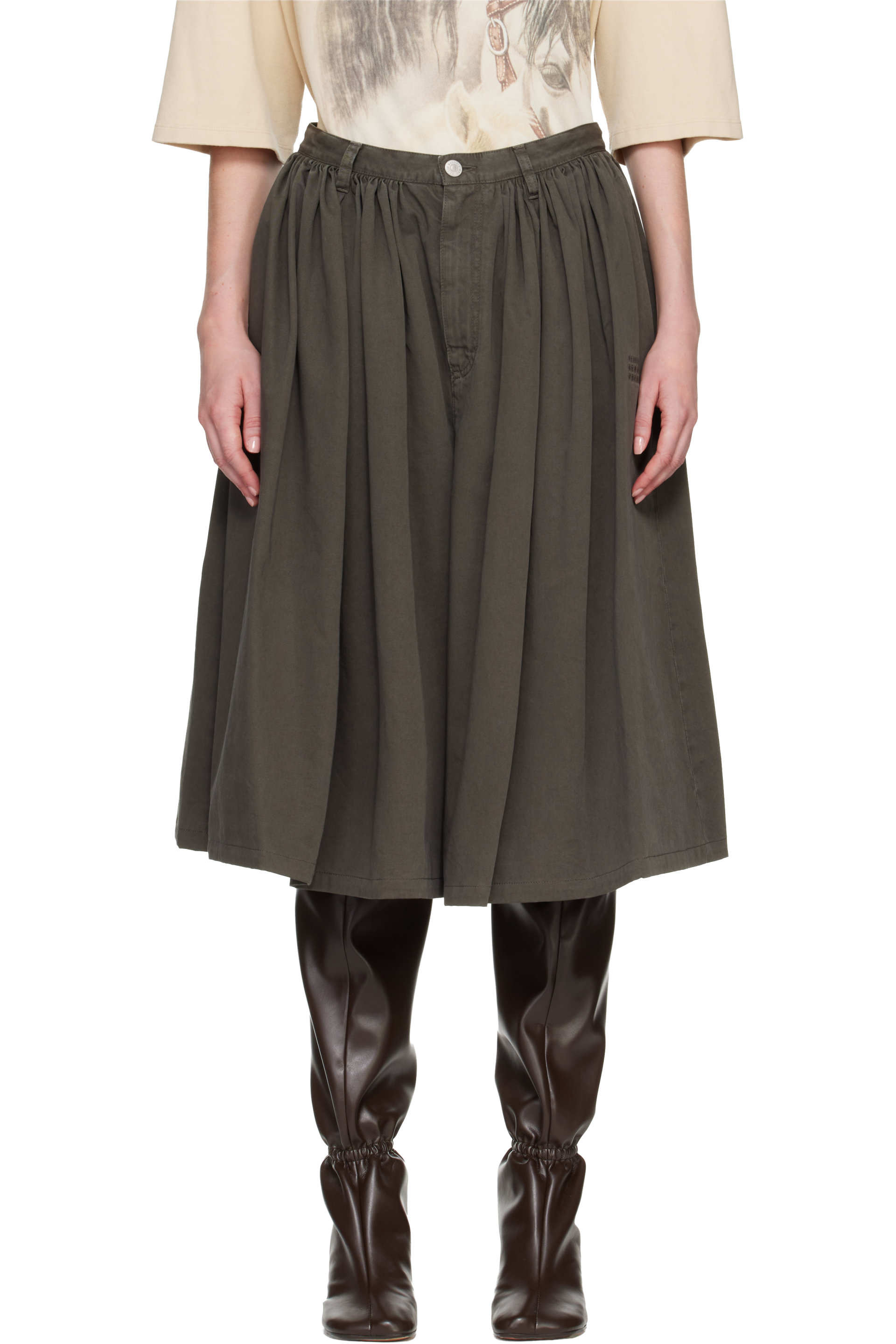 MM6 Maison Margiela - Brown Overdyed Cotton Gabardine Shorts