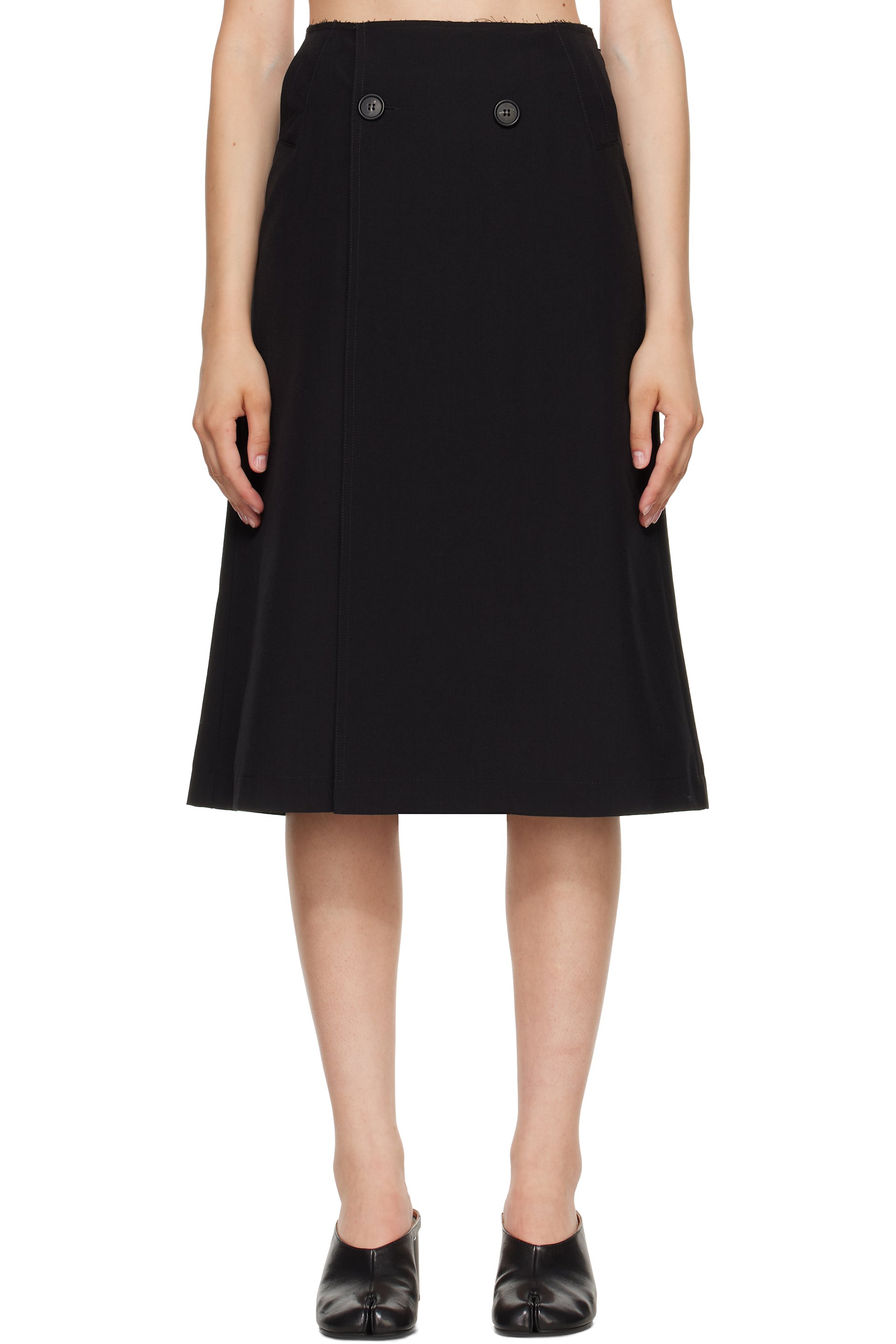 MM6 Maison Margiela - Black Double Breasted Midi Skirt