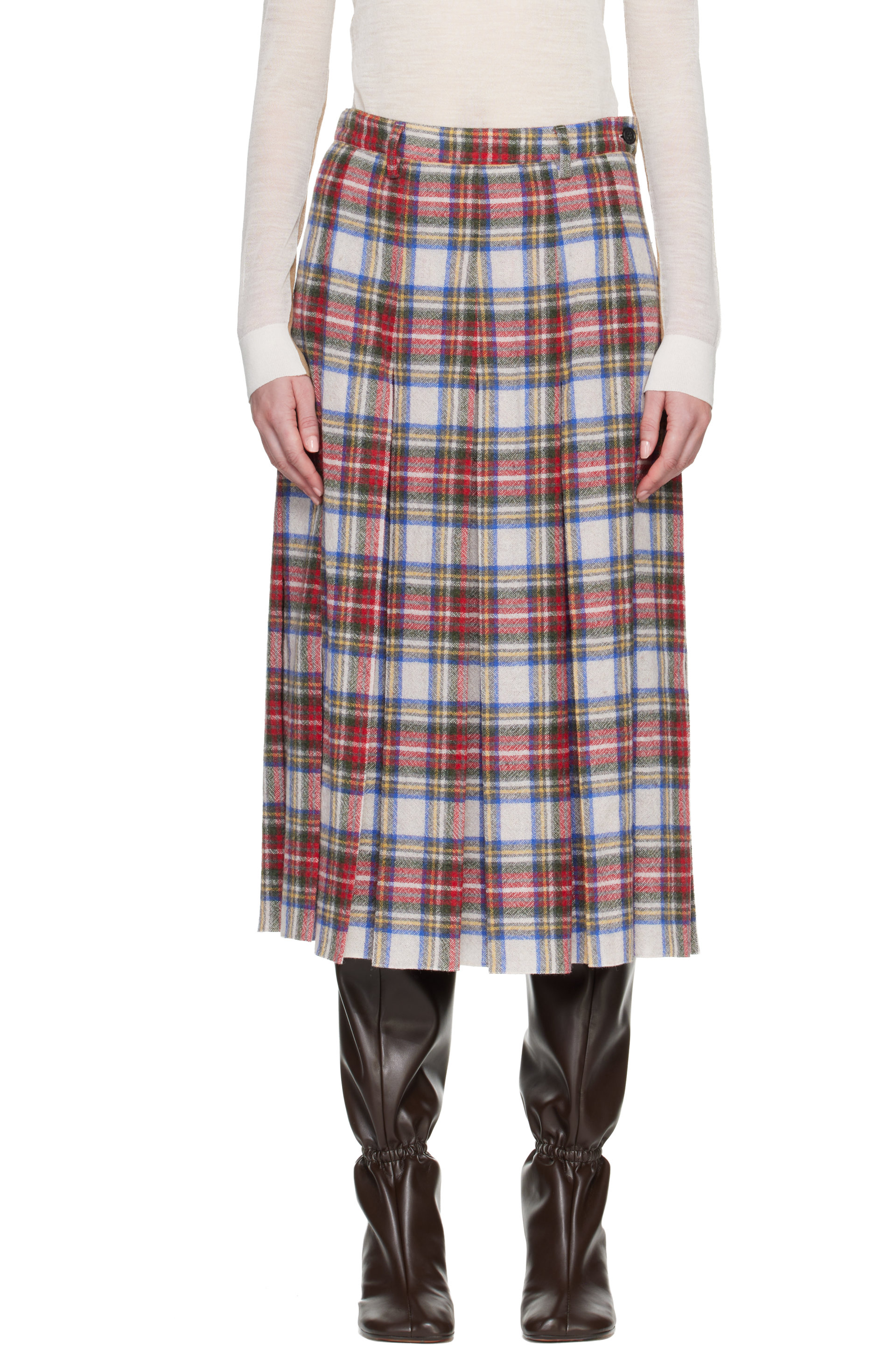 MM6 Maison Margiela - Multicolor Check Flannel Midi Skirt