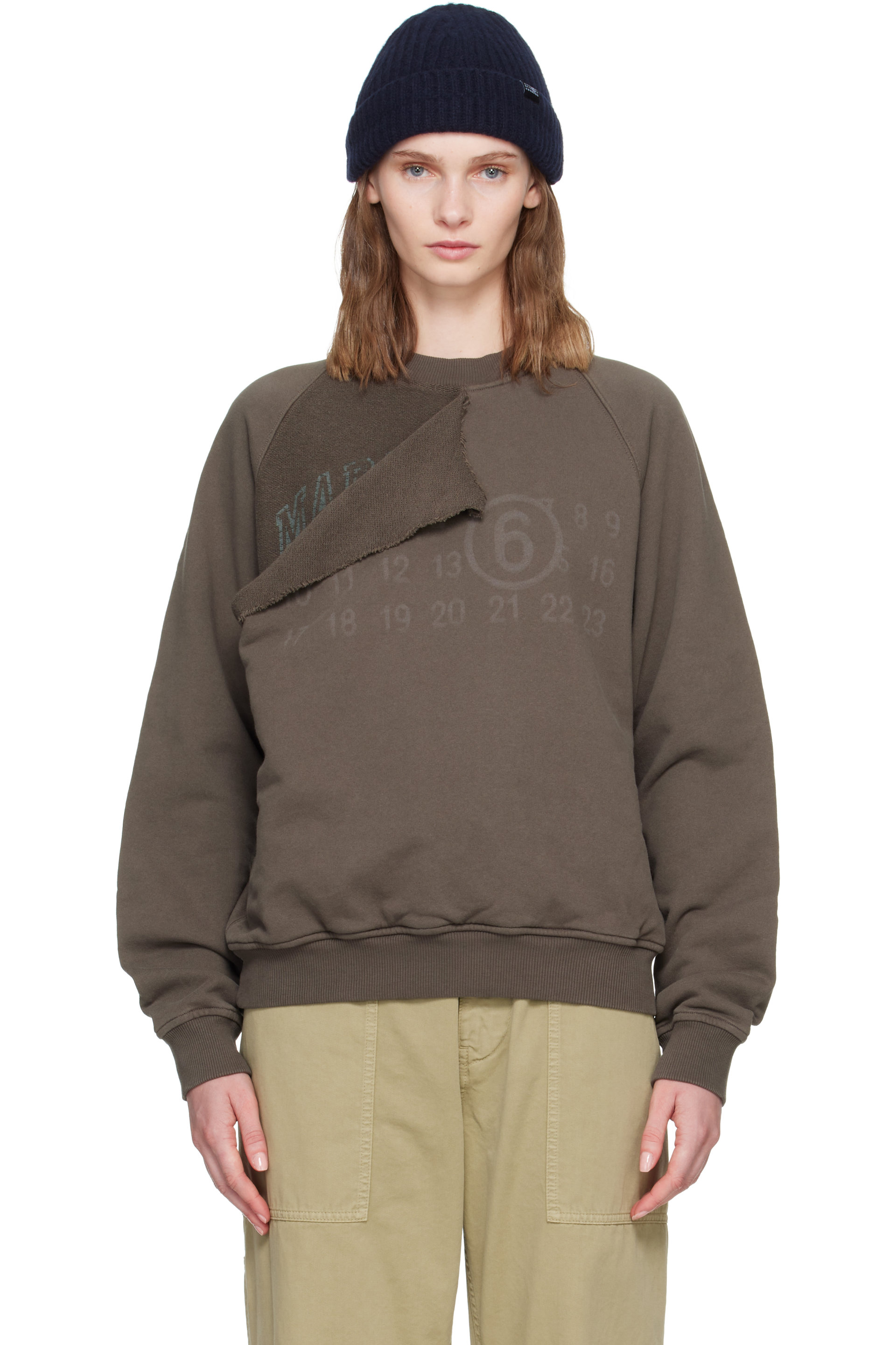 MM6 Maison Margiela - Brown Double Layer Sweatshirt