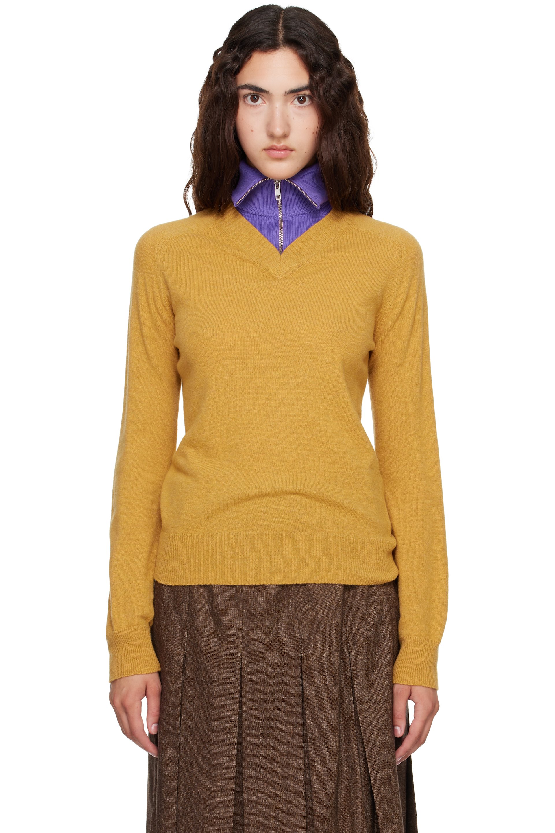 MM6 Maison Margiela - Yellow Layered Neckline Sweater