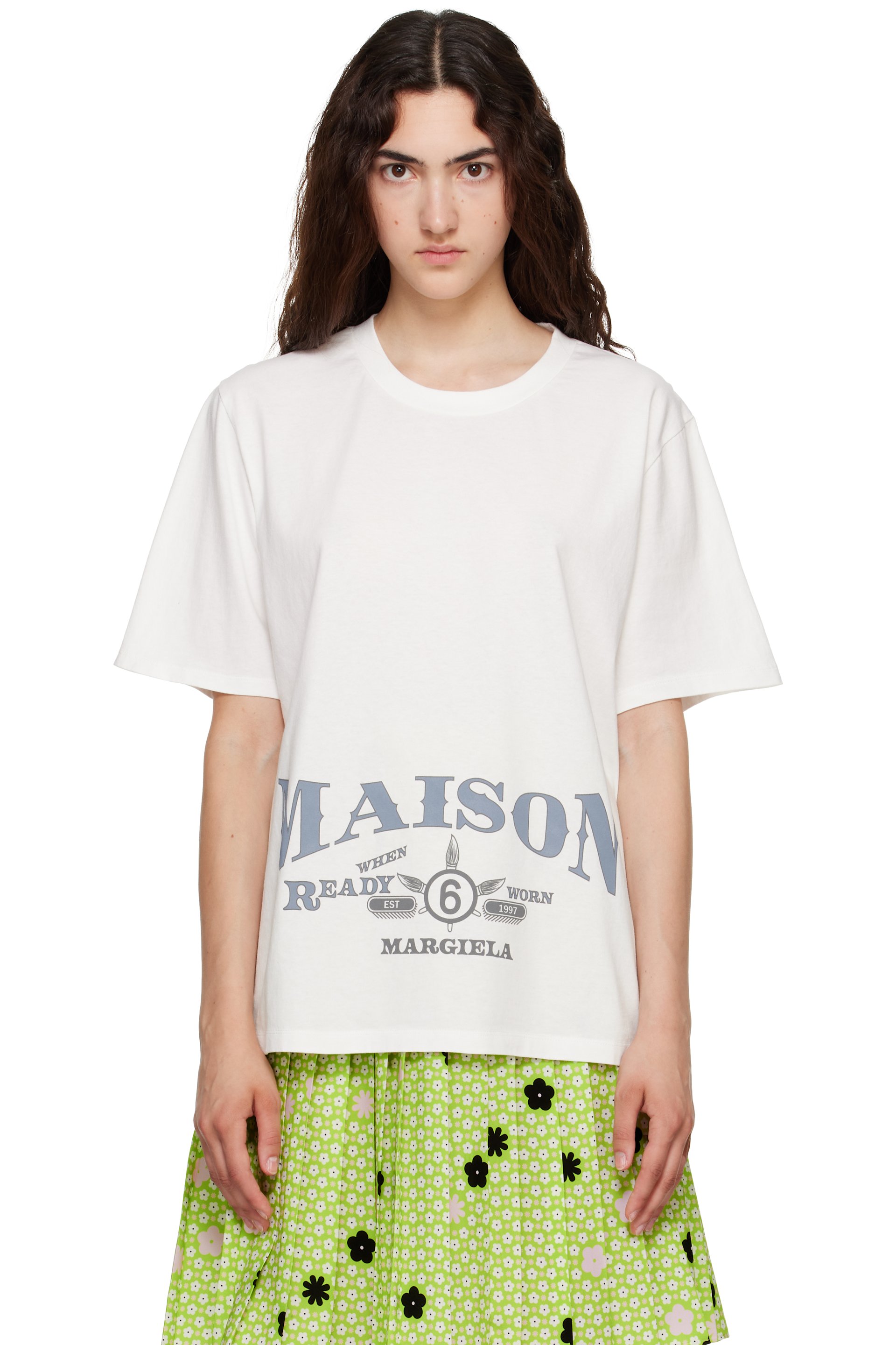 MM6 Maison Margiela - Off-White Printed T-shirt
