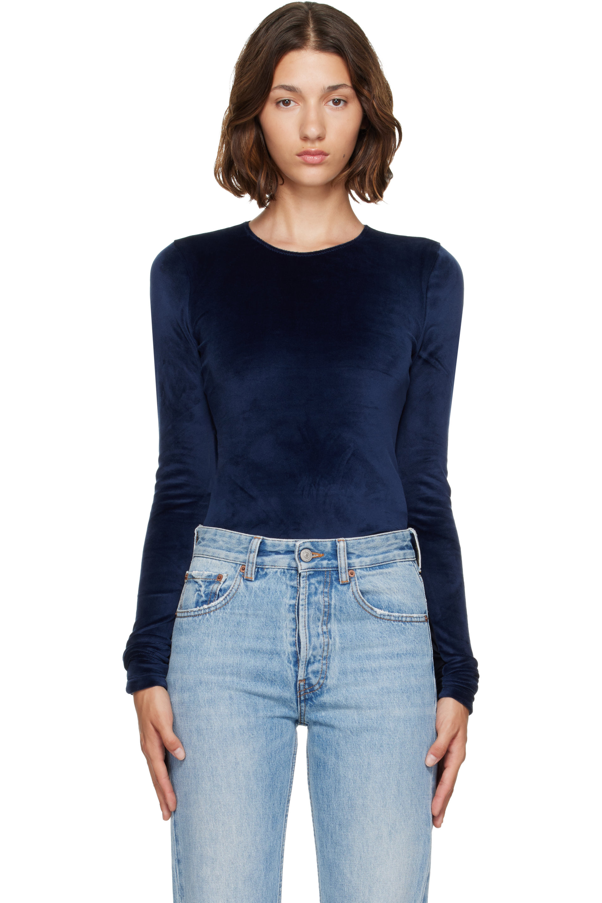 MM6 Maison Margiela - Navy & Black Paneled Long-Sleeve T-Shirt
