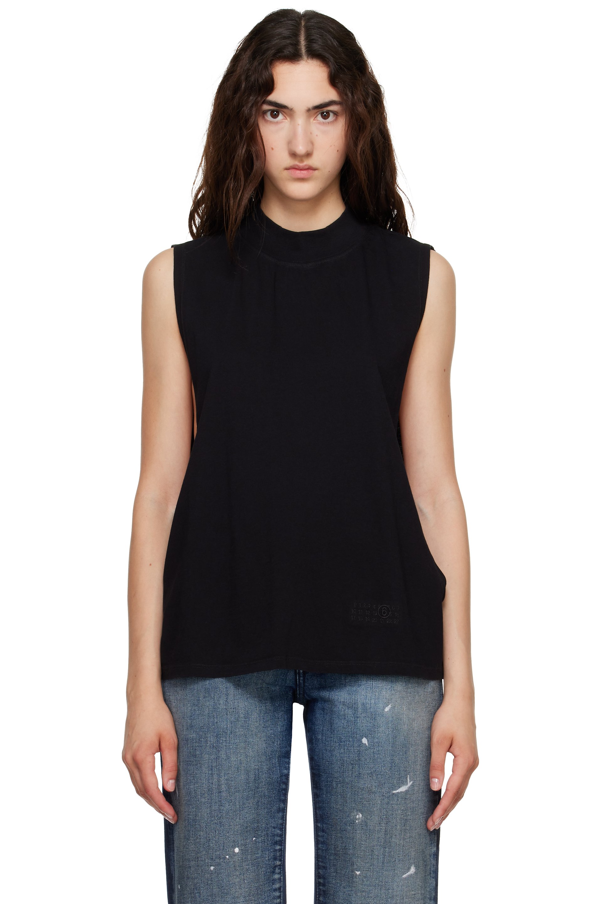 MM6 Maison Margiela - Black Cotton Jersey Sleeveless Top