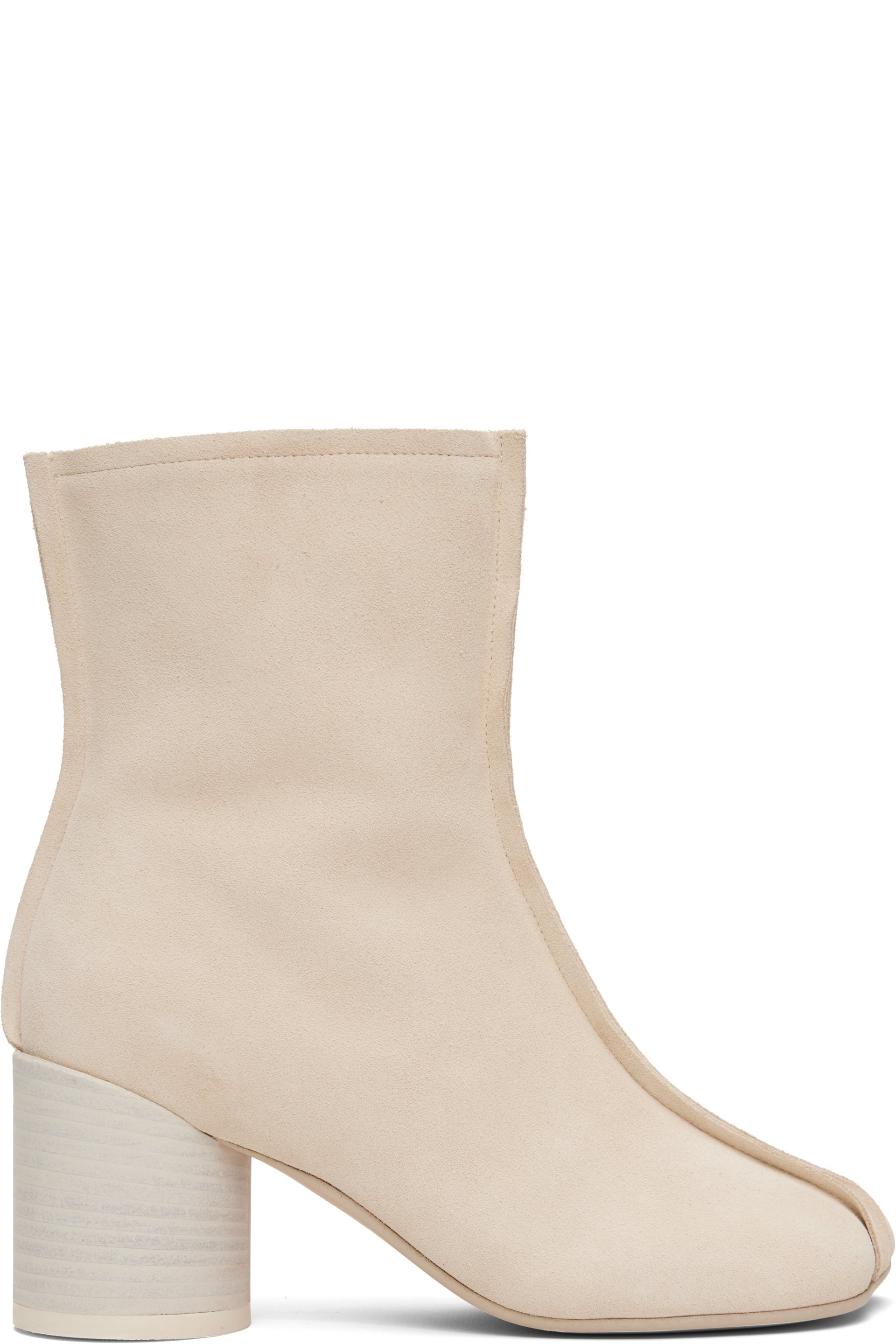 MM6 Maison Margiela - Bottines blanc cassé en suède à bout anatomique