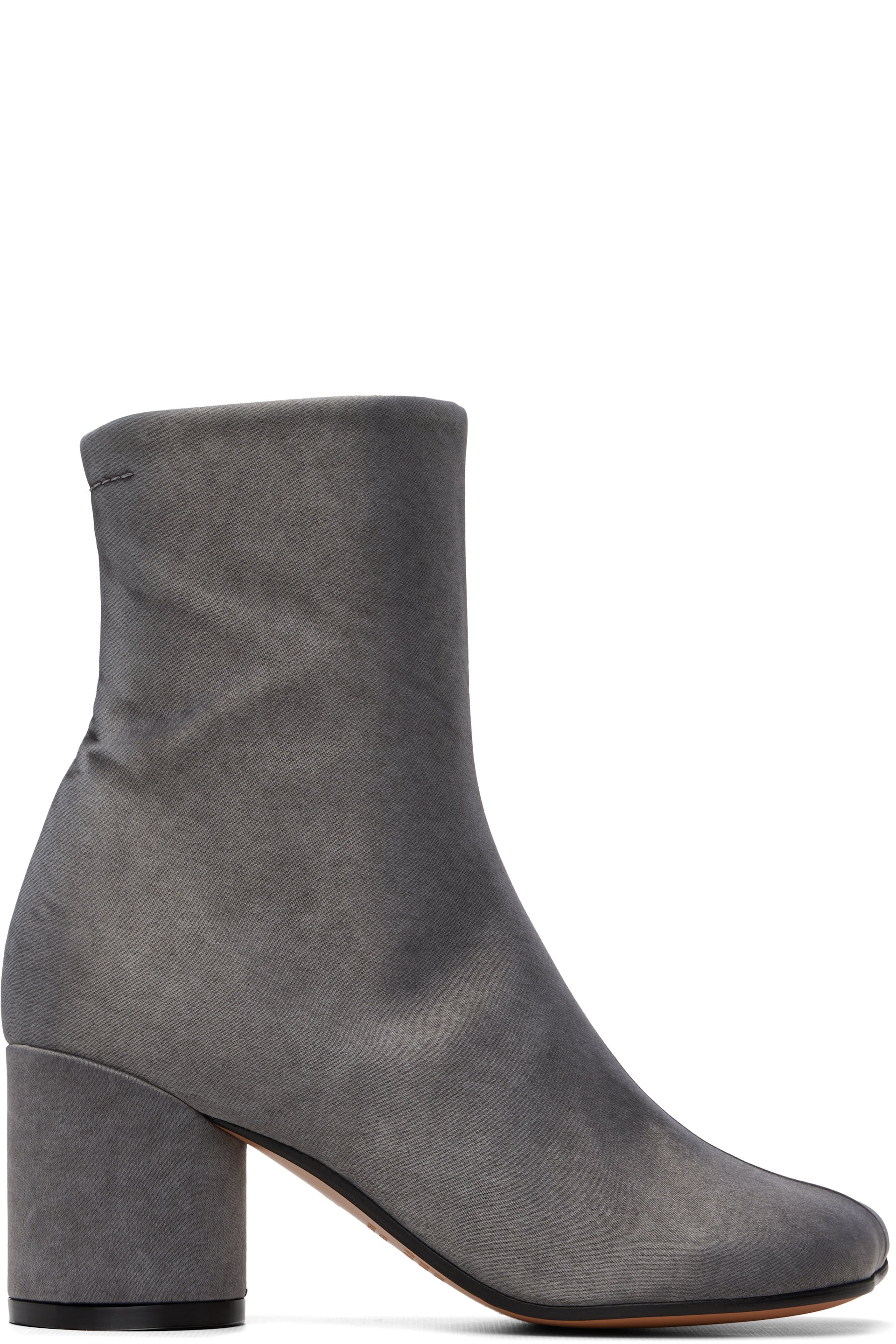 MM6 Maison Margiela - Gray Satin Anatomic Ankle Boots