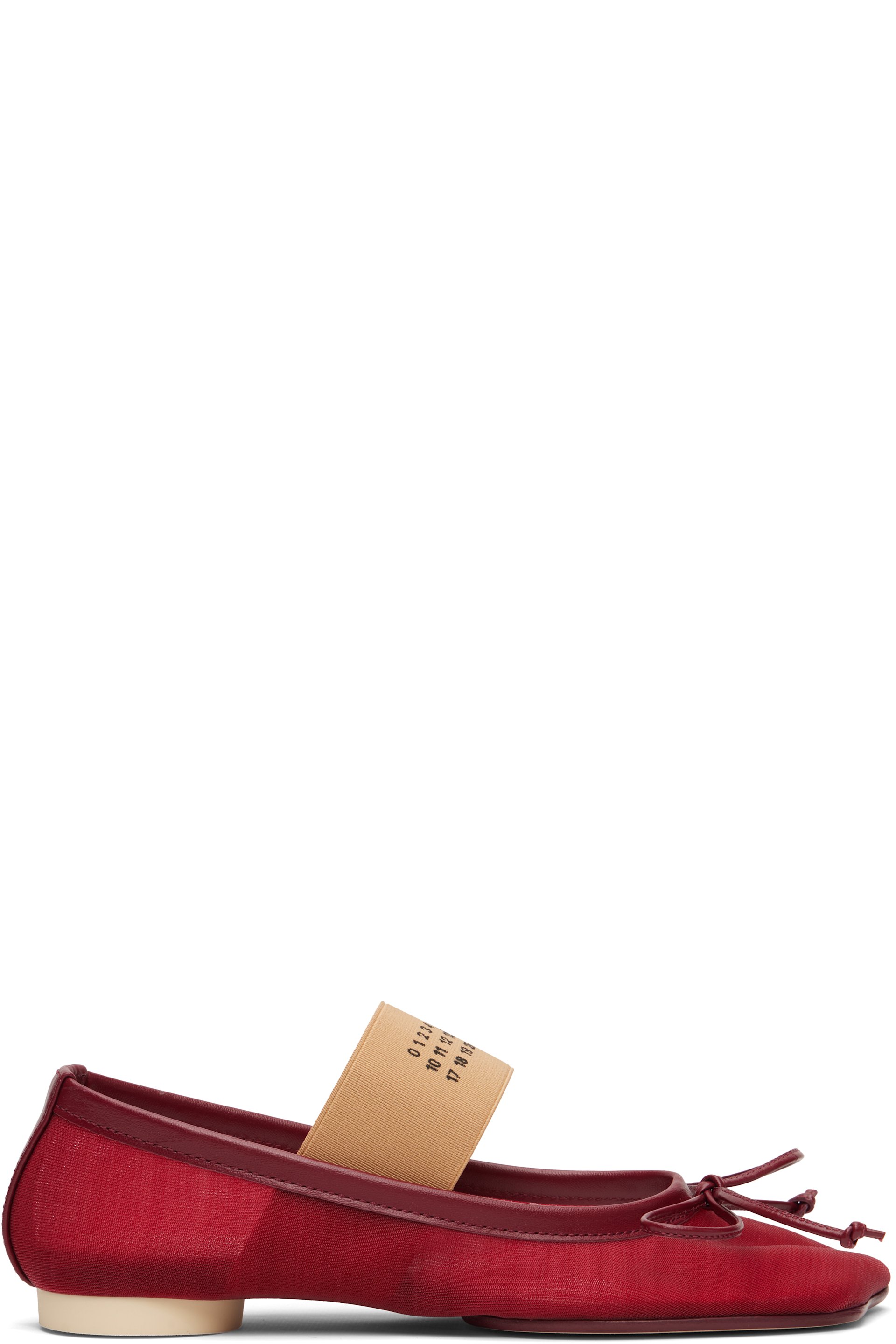 MM6 Maison Margiela - Red Anatomic Numeric Ballerina Flats