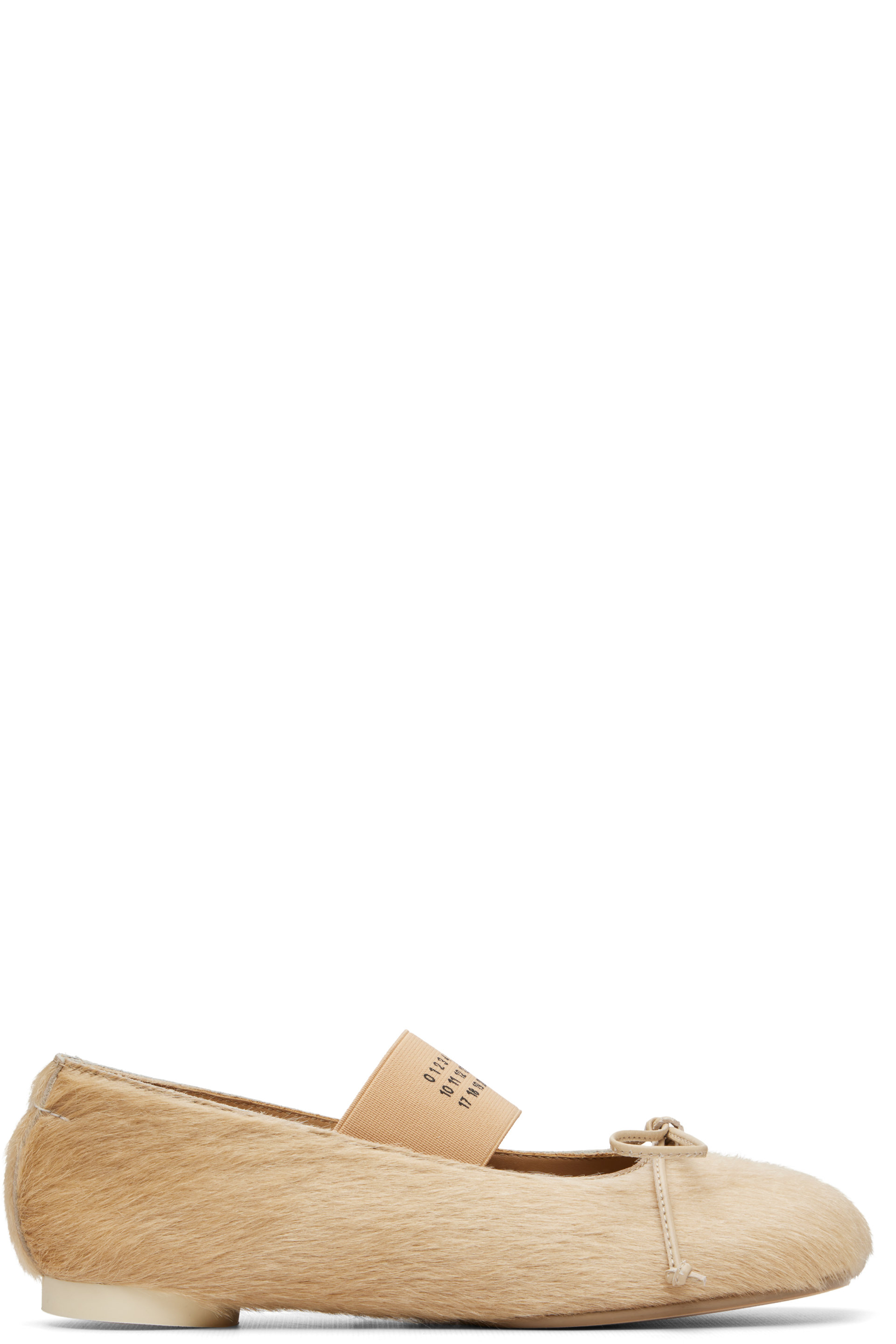 MM6 Maison Margiela - Beige Ballet Calf Hair Ballerina Flats