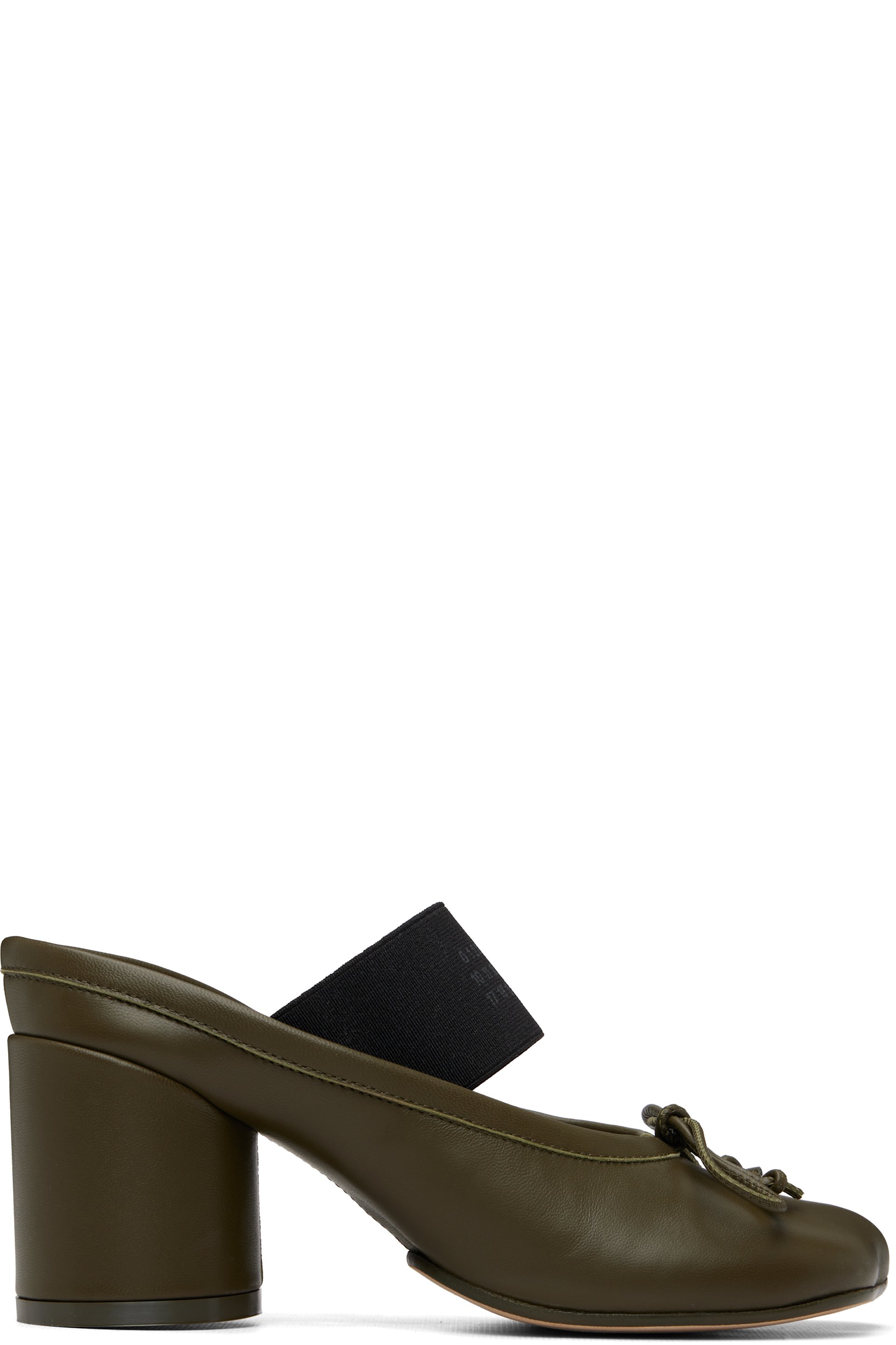 MM6 Maison Margiela - Sandales à talon kaki à logo numérique et à bout anatomique