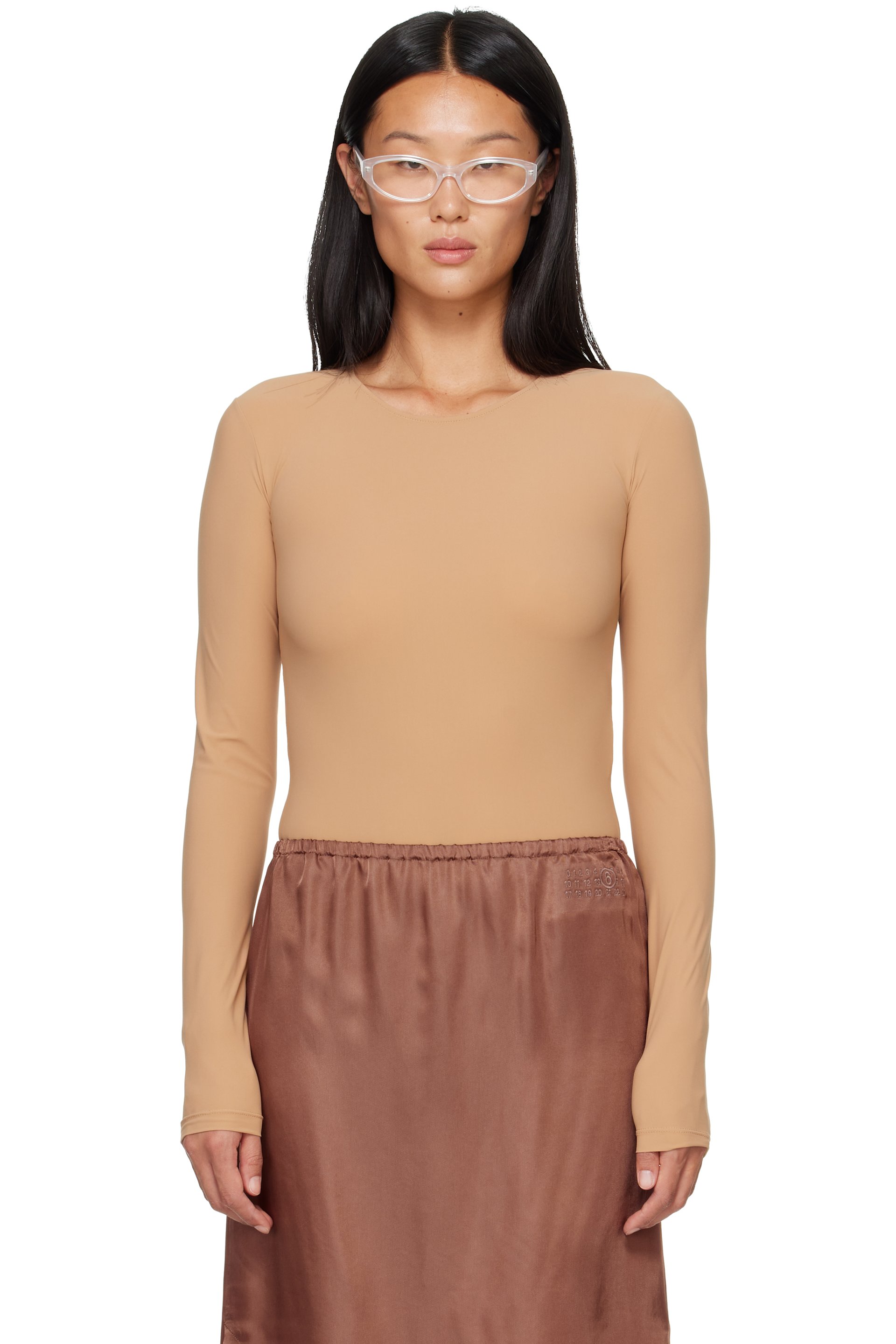 MM6 Maison Margiela - Beige Lycra Jersey Bodysuit