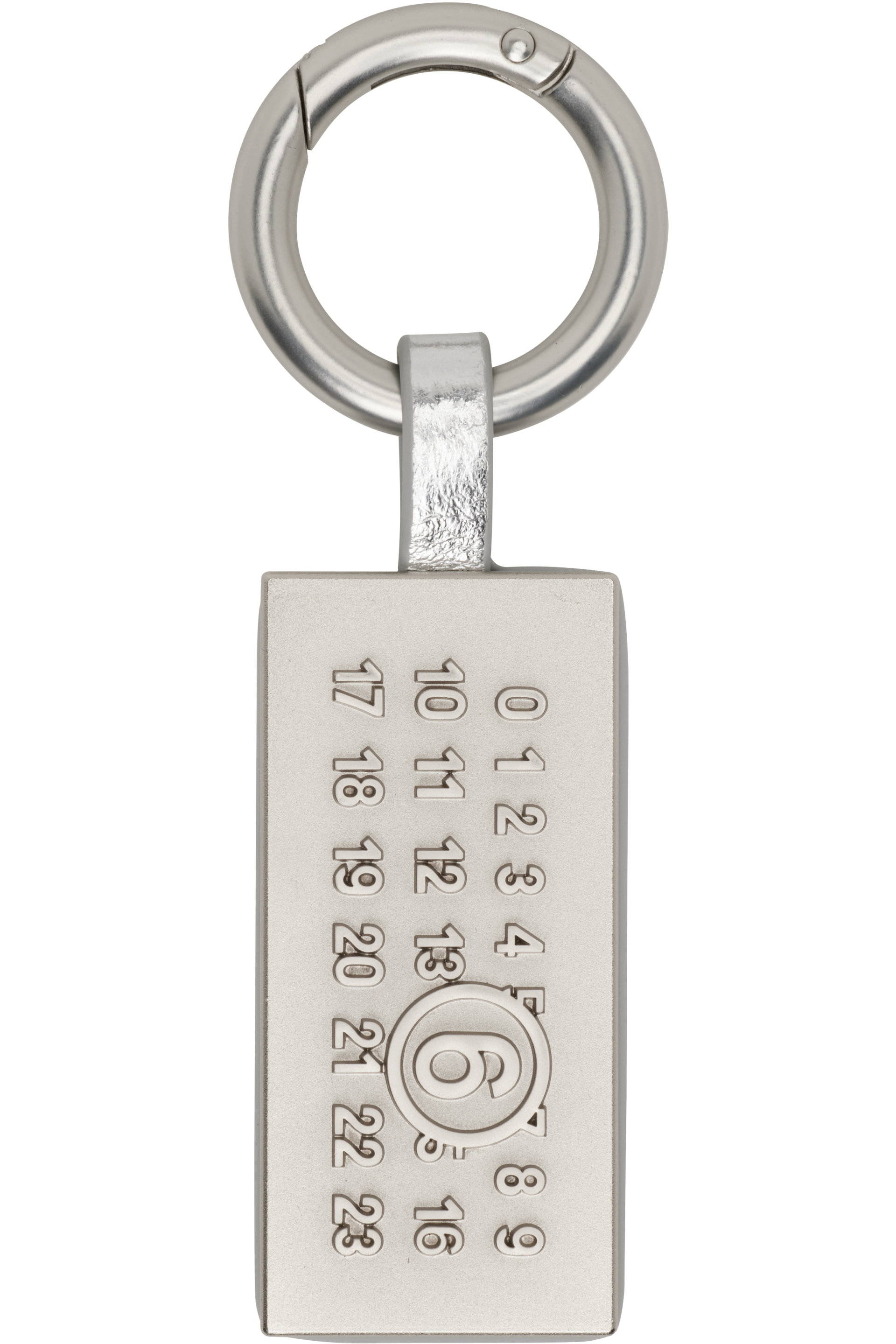 MM6 Maison Margiela - Porteclé argenté à plaque à logo numérique