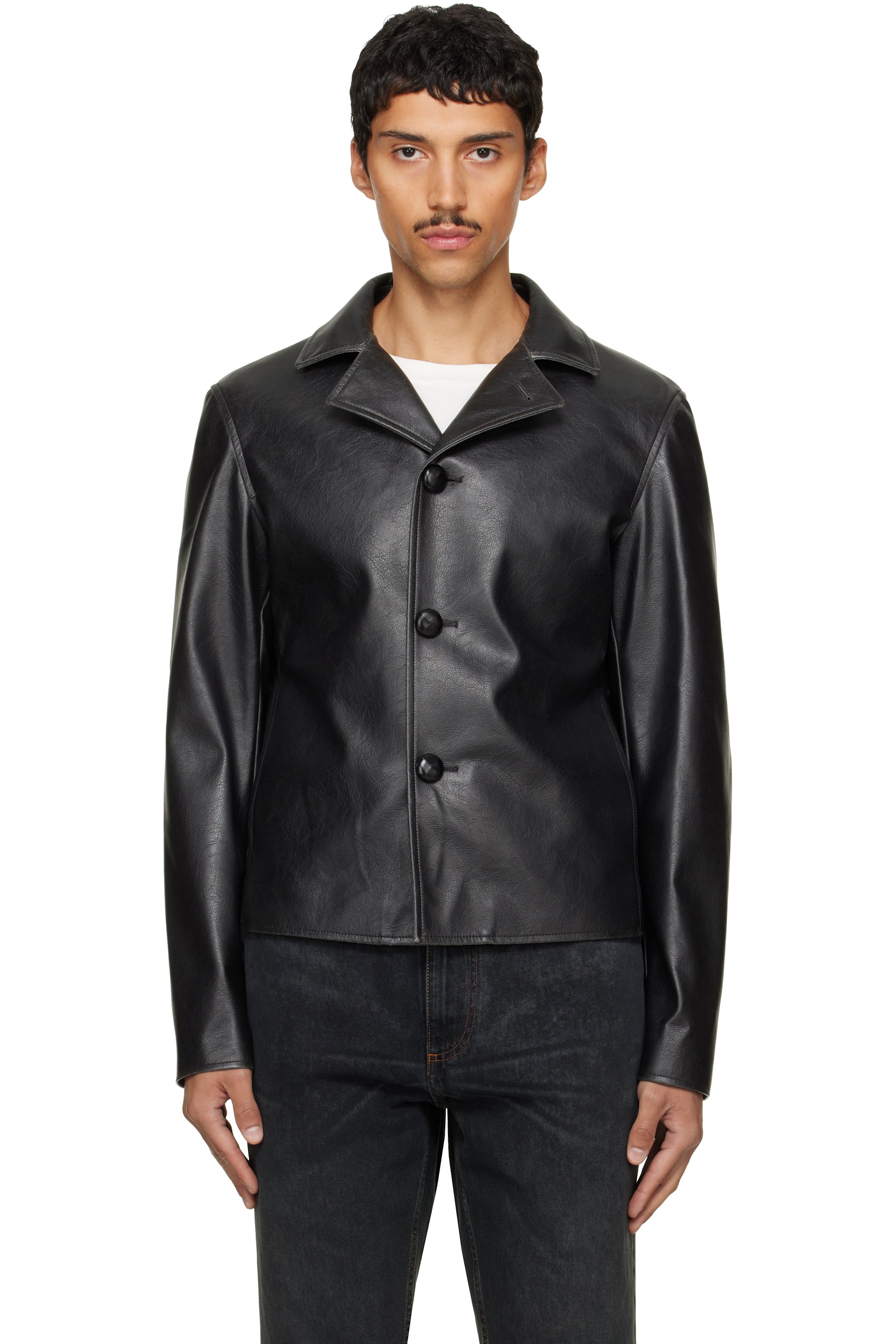 MM6 Maison Margiela - Blouson de style sport noir en cuir synthétique
