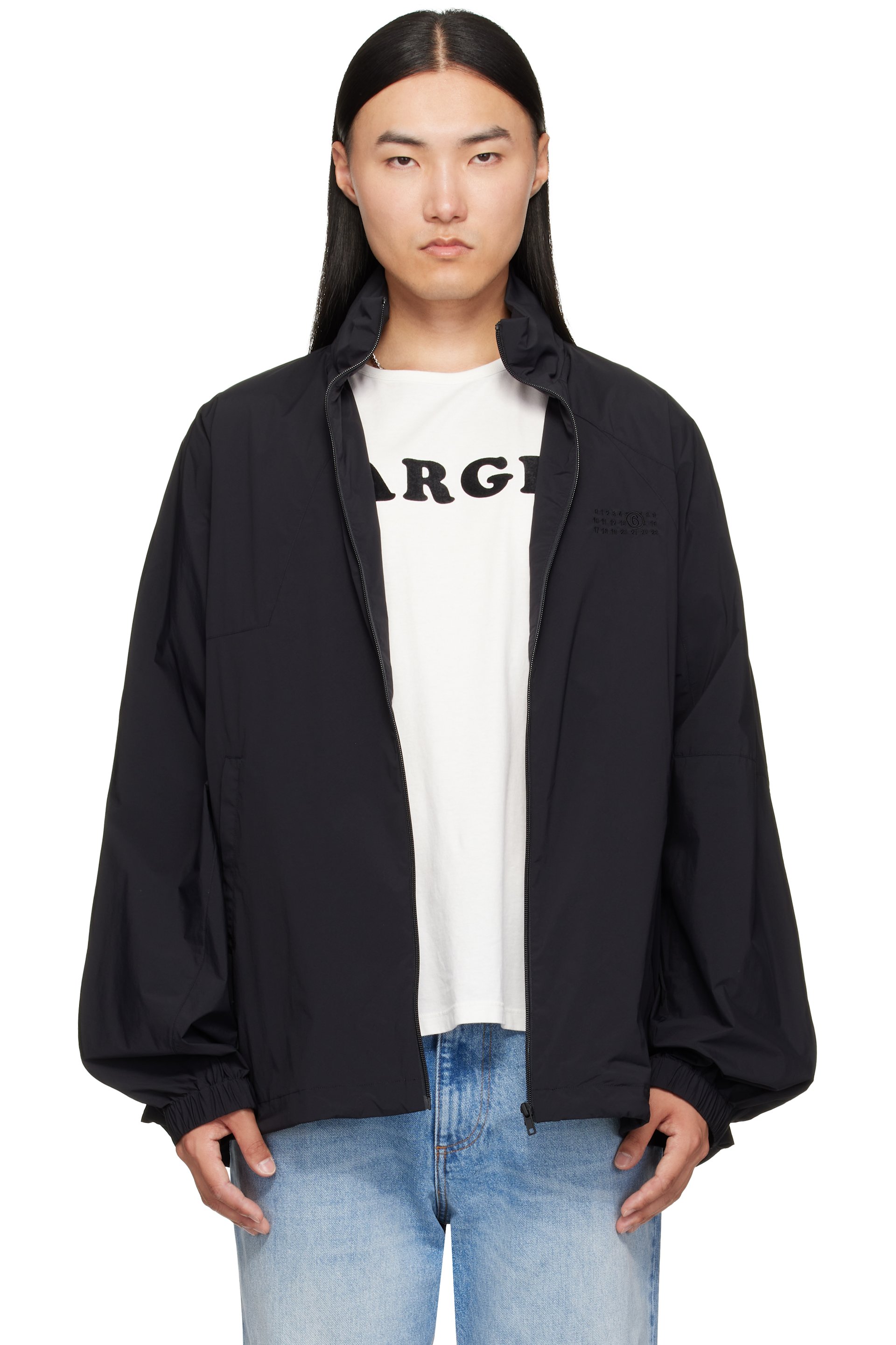 MM6 Maison Margiela - Black Nylon Zip Jacket