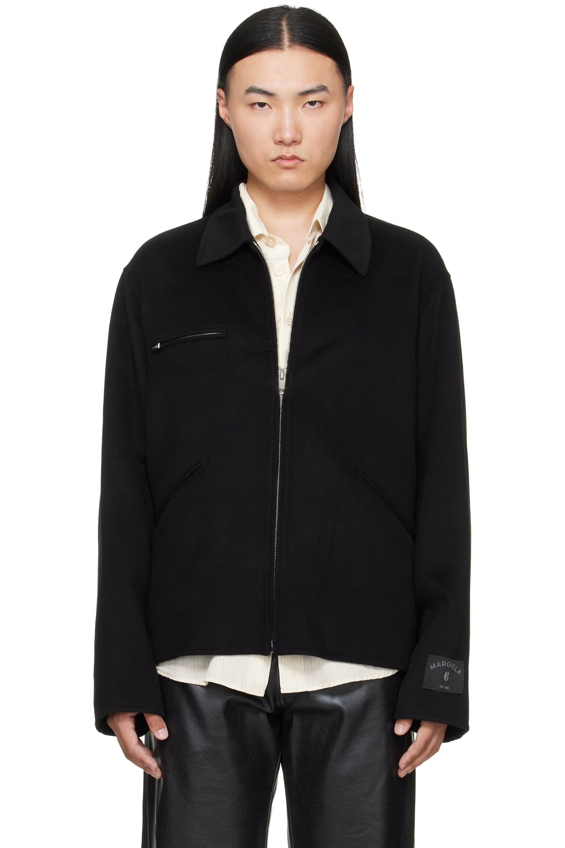 MM6 Maison Margiela - Black Double-Faced Wool Zip Jacket