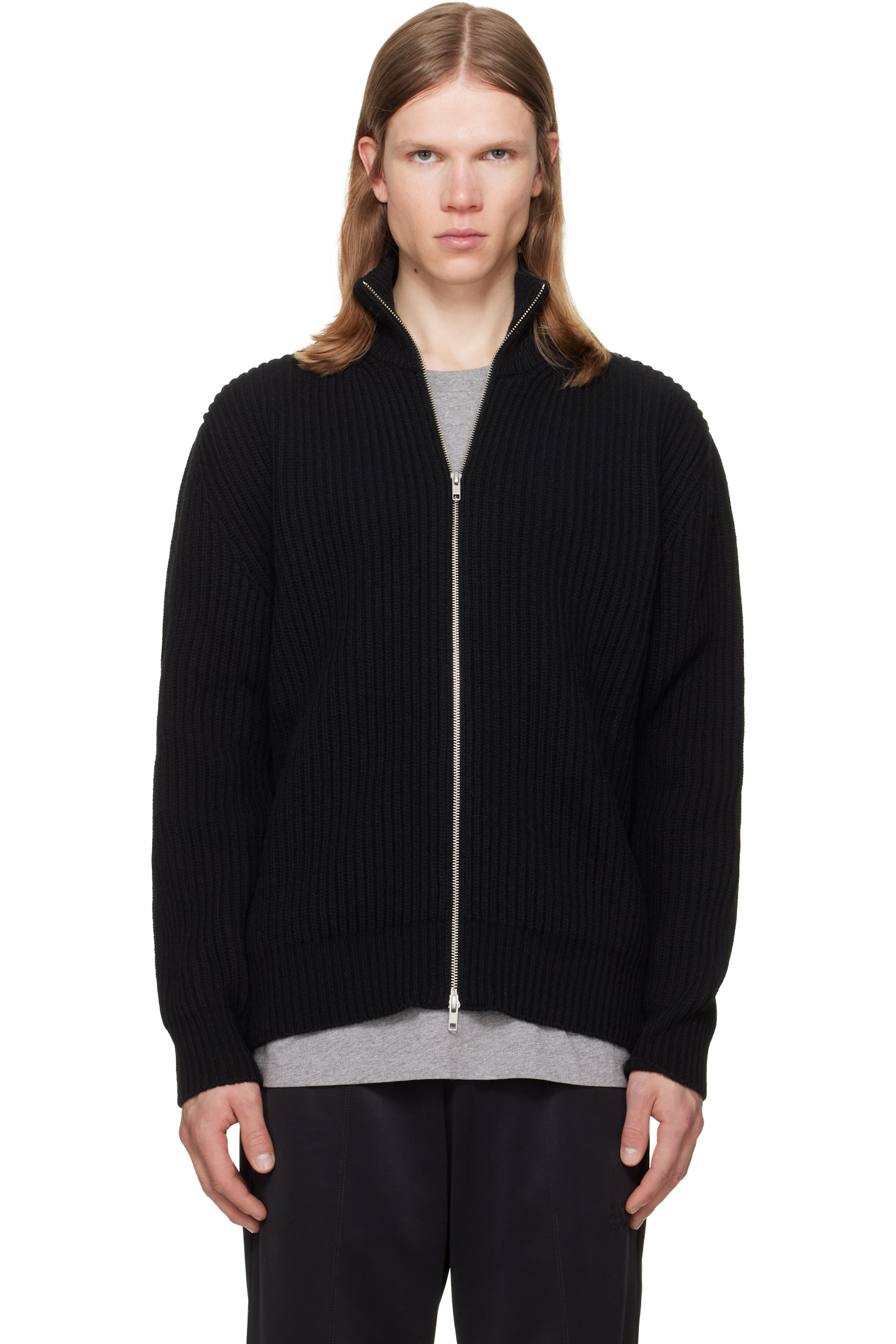 MM6 Maison Margiela - Black Ribbed Knit Jacket