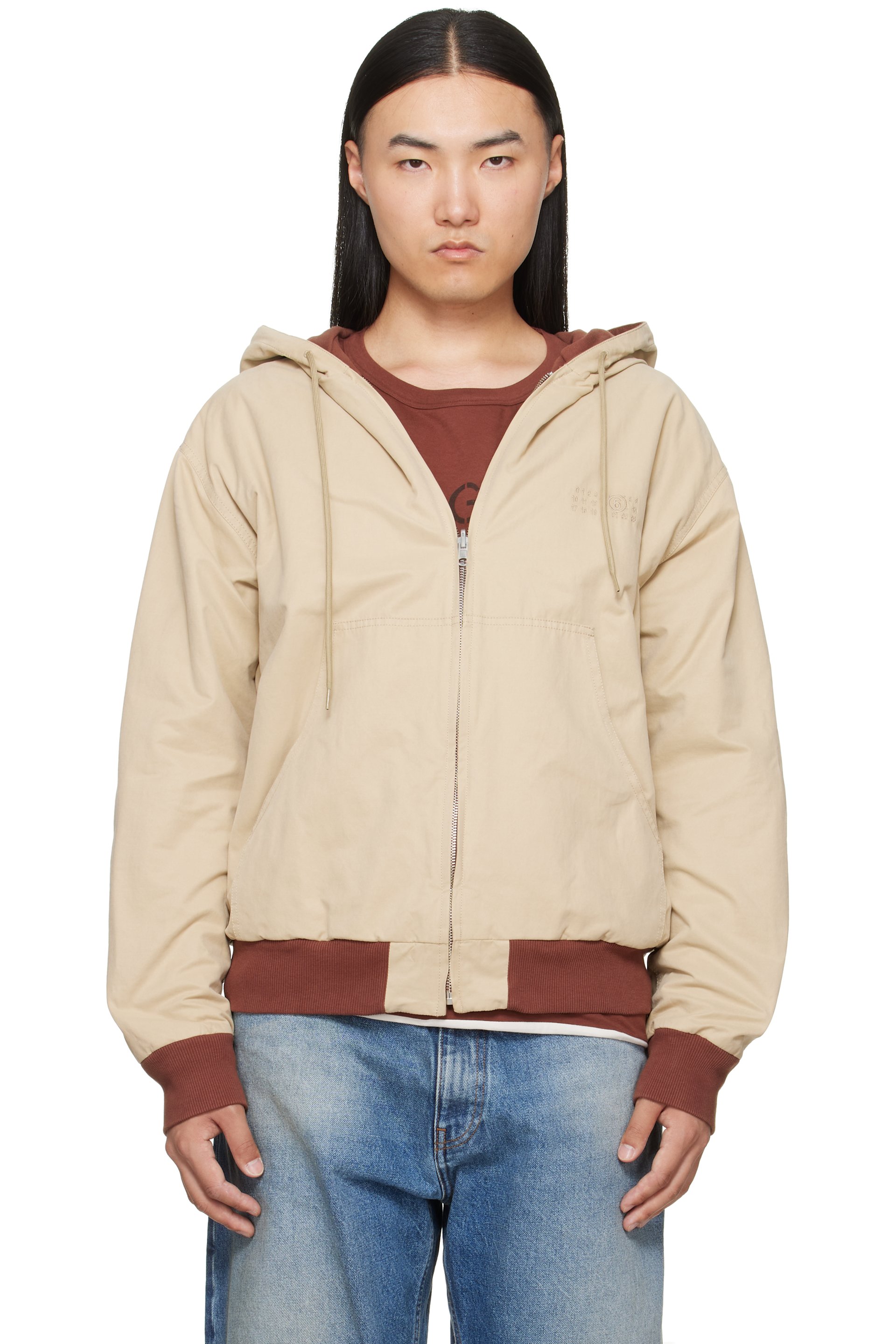 MM6 Maison Margiela - Beige Hooded Reversible Jacket
