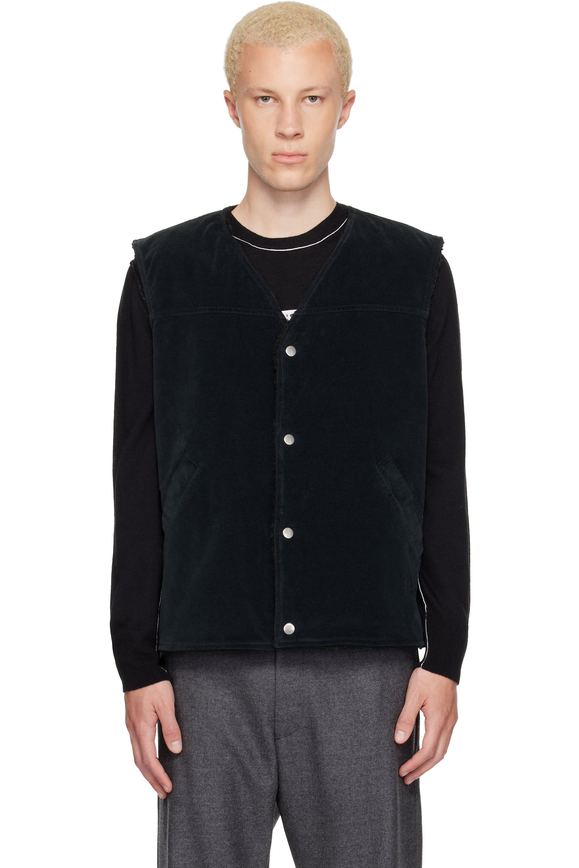 MM6 Maison Margiela - Black Faux-Suede Vest