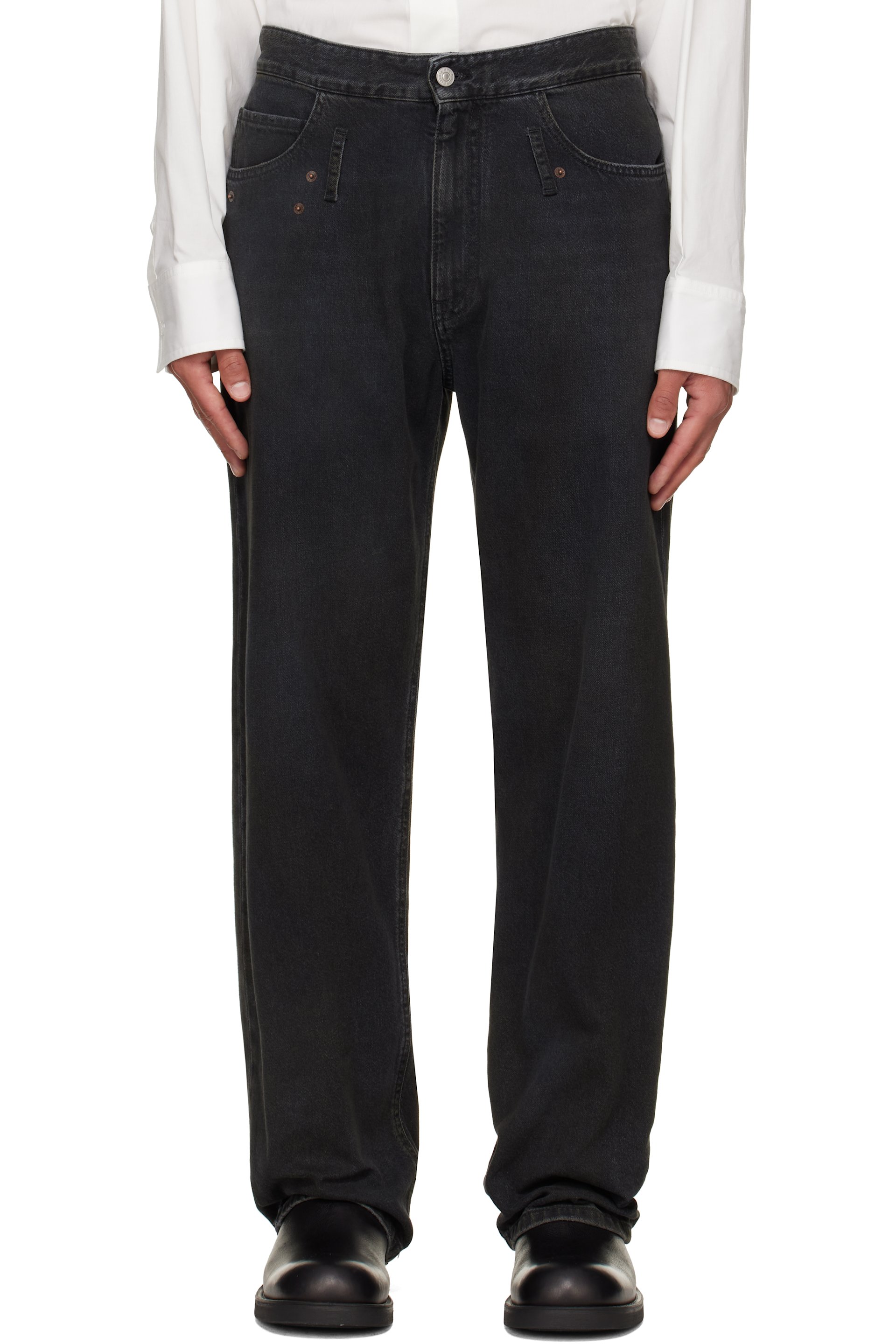 MM6 Maison Margiela - Jean noir à effet délavé