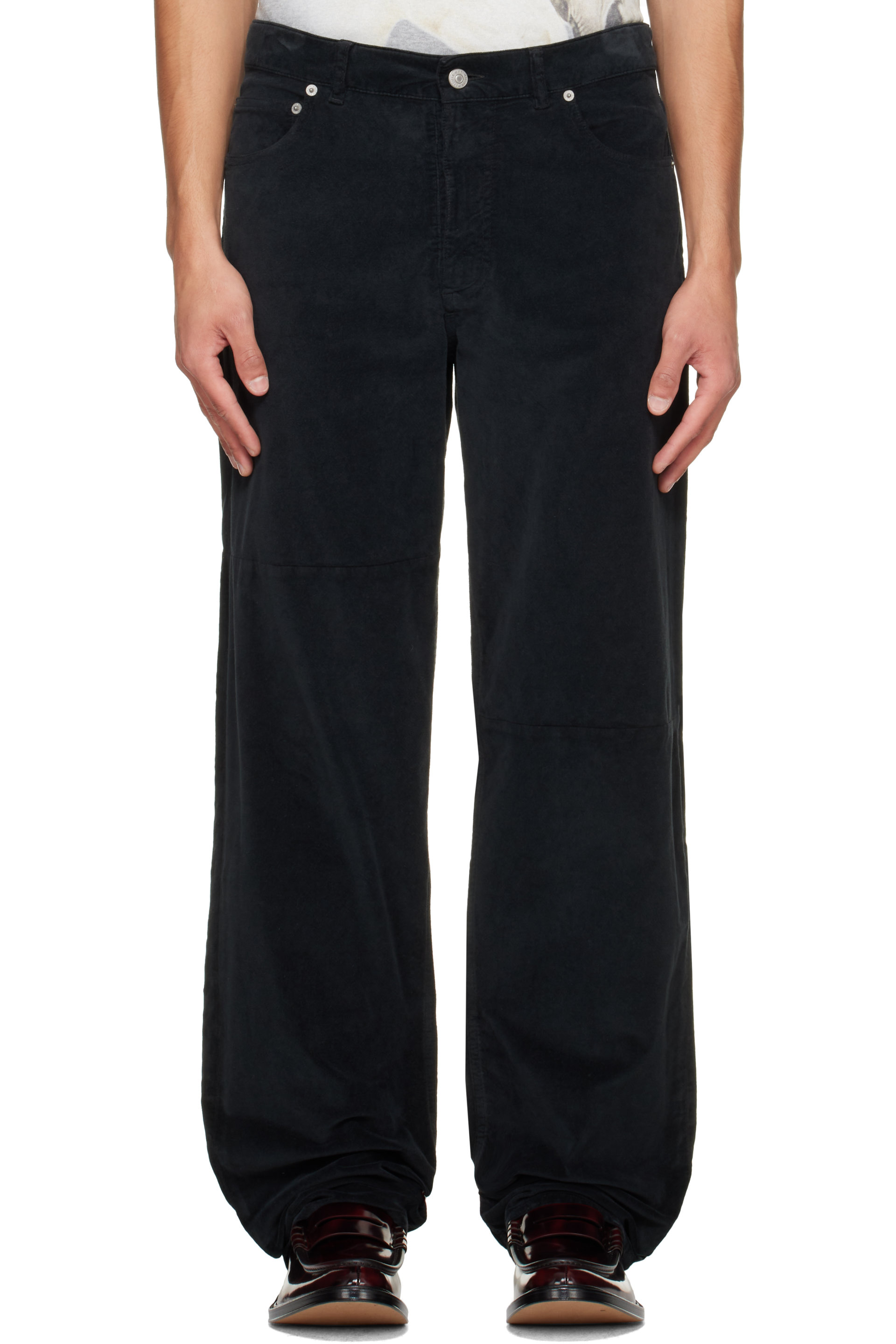 MM6 Maison Margiela - Black Overdyed Moleskin Trousers