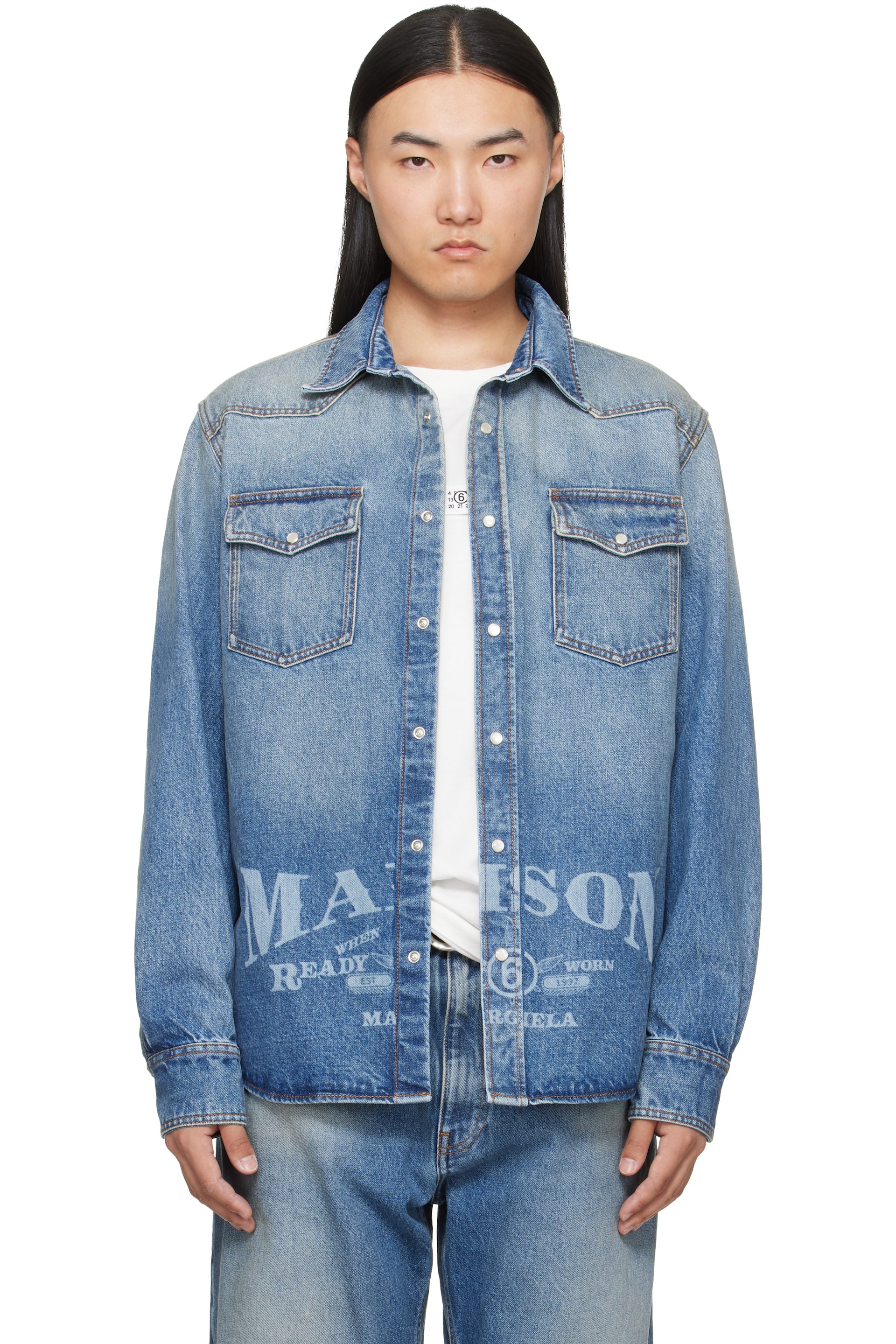 MM6 Maison Margiela - Blue Long-Sleeved Denim Shirt
