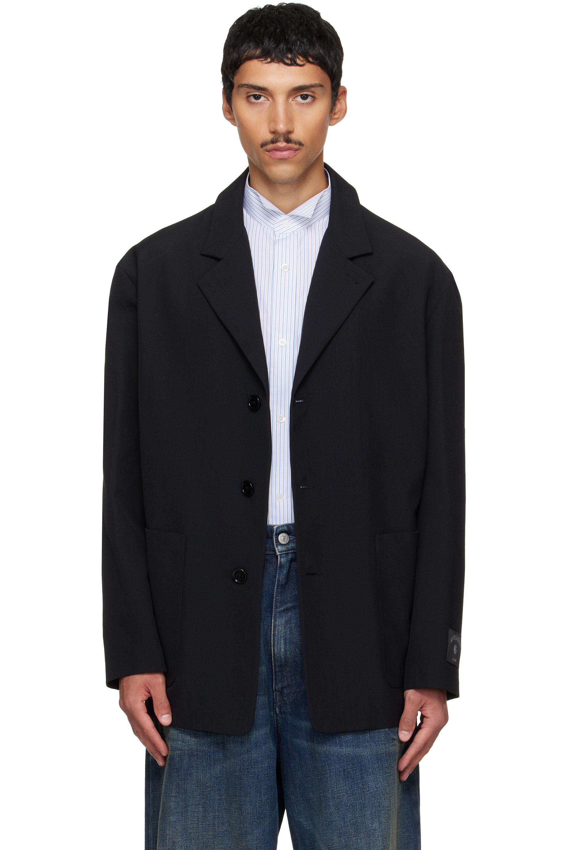 MM6 Maison Margiela - Black Wool Blend Suit Blazer