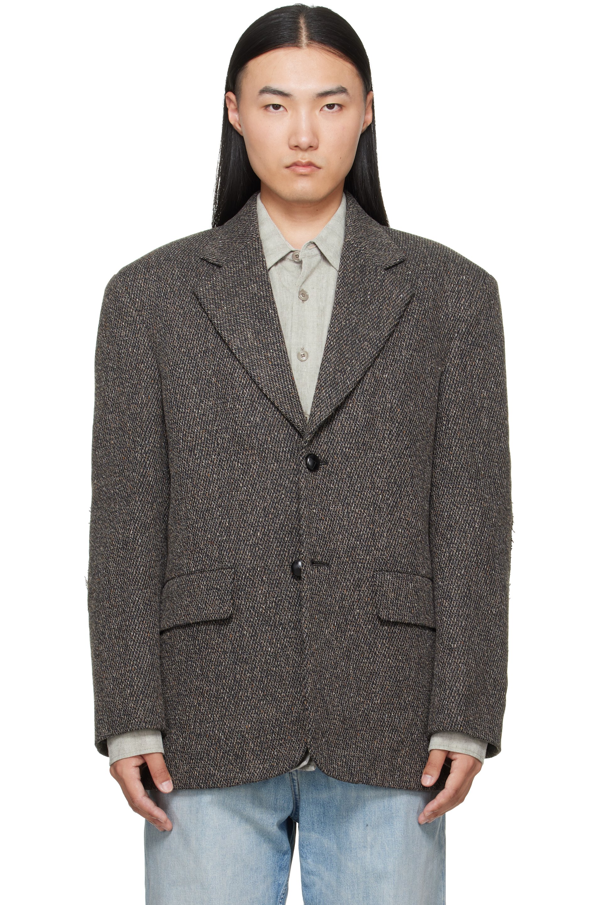 MM6 Maison Margiela - Brown Wool Tweed Blazer