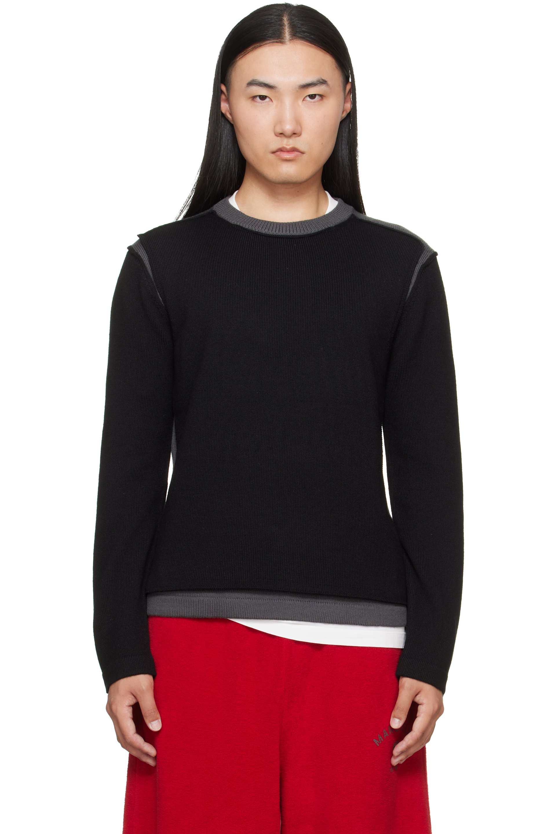 MM6 Maison Margiela - Black Crew Neck Sweater