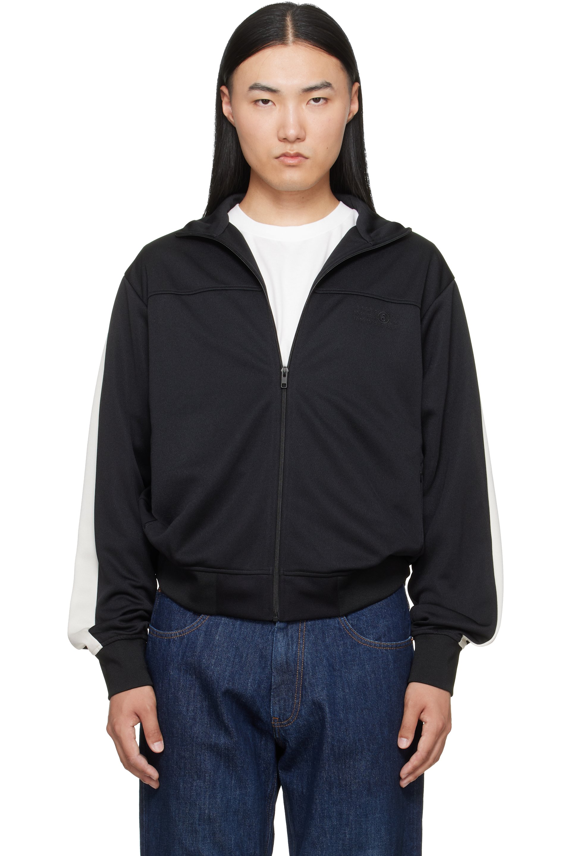 MM6 Maison Margiela - Black Striped Sleeves Track Jacket