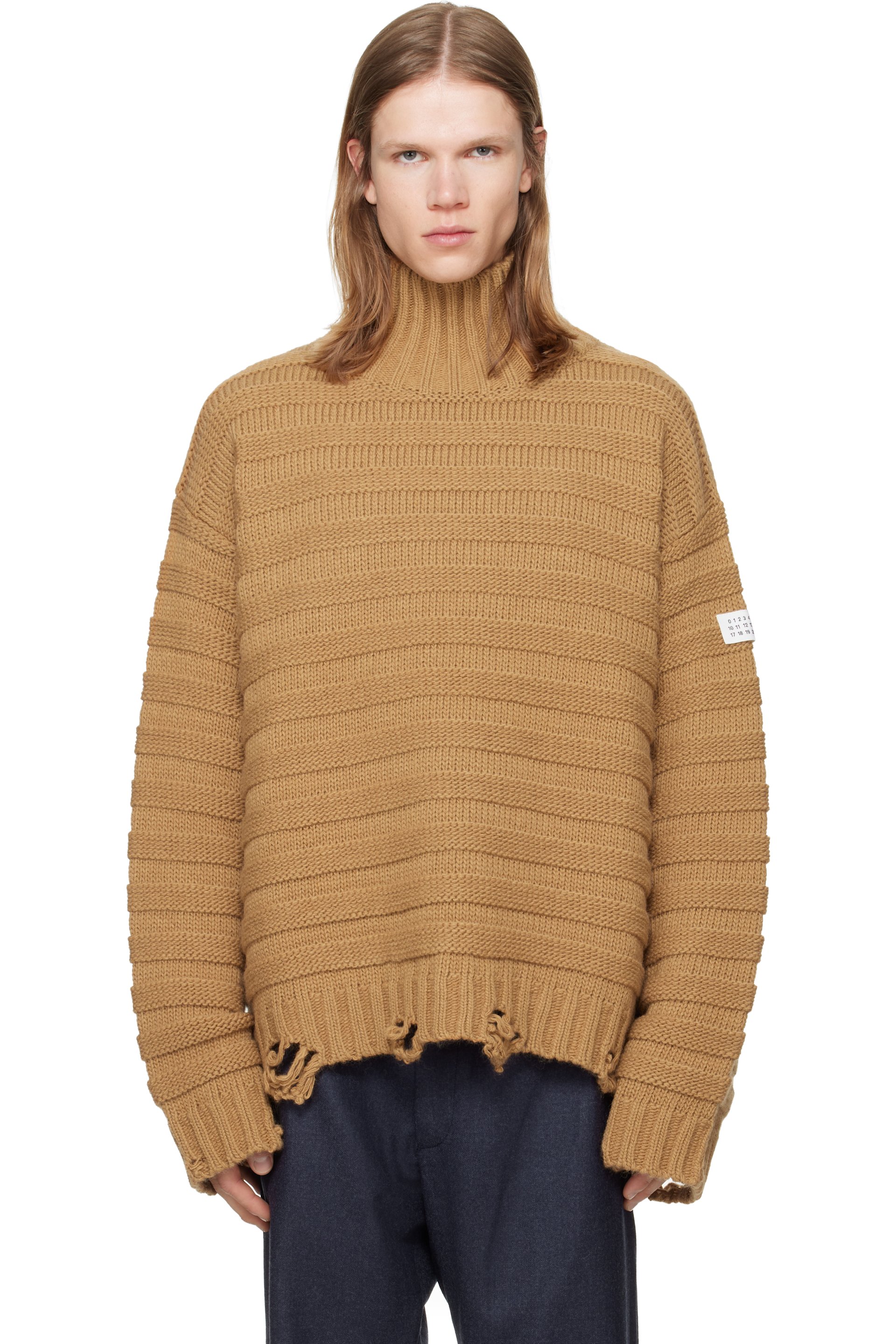 MM6 Maison Margiela - Col roulé beige en laine
