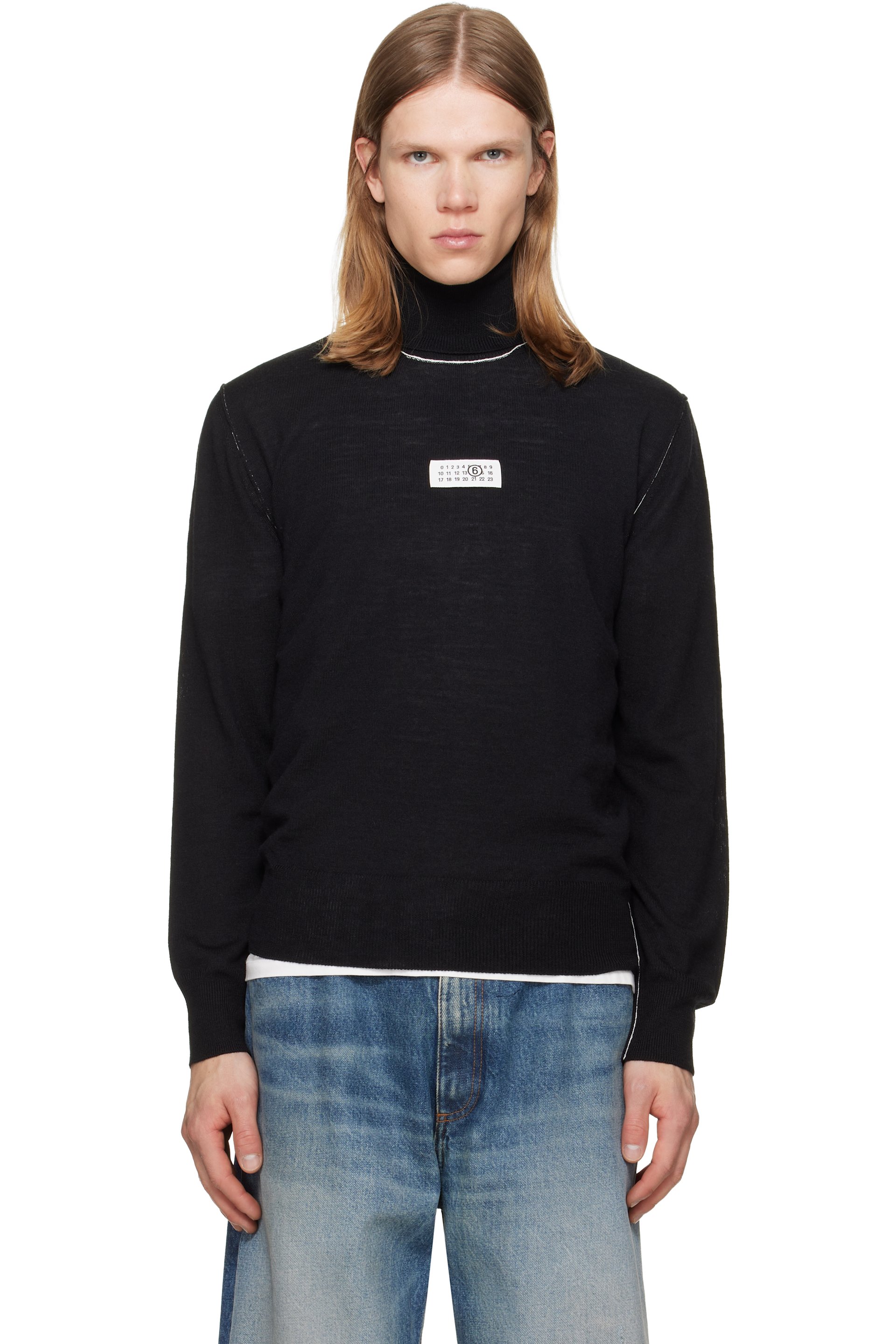 MM6 Maison Margiela - Col roulé noir en laine