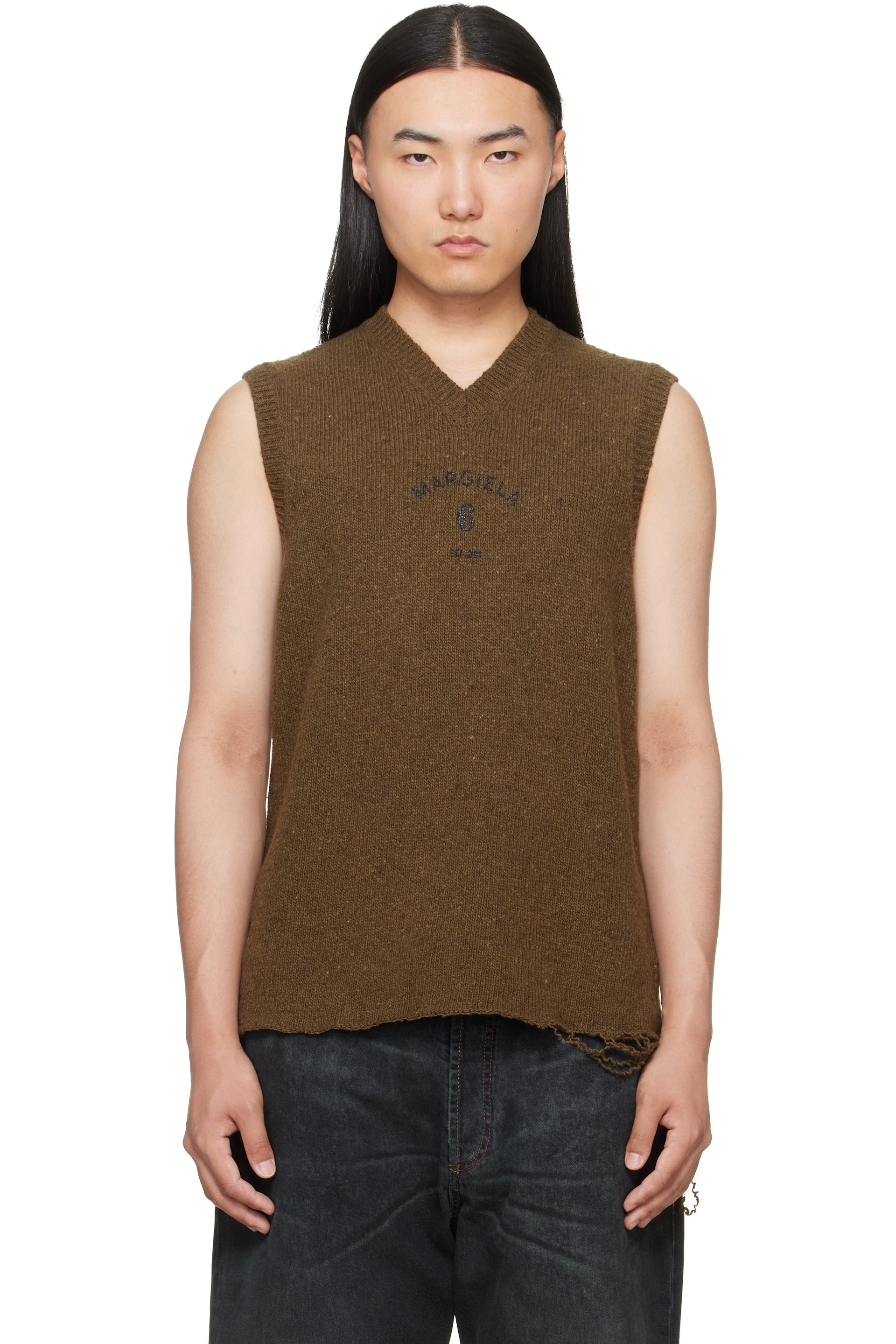 MM6 Maison Margiela - Gilet kaki en laine